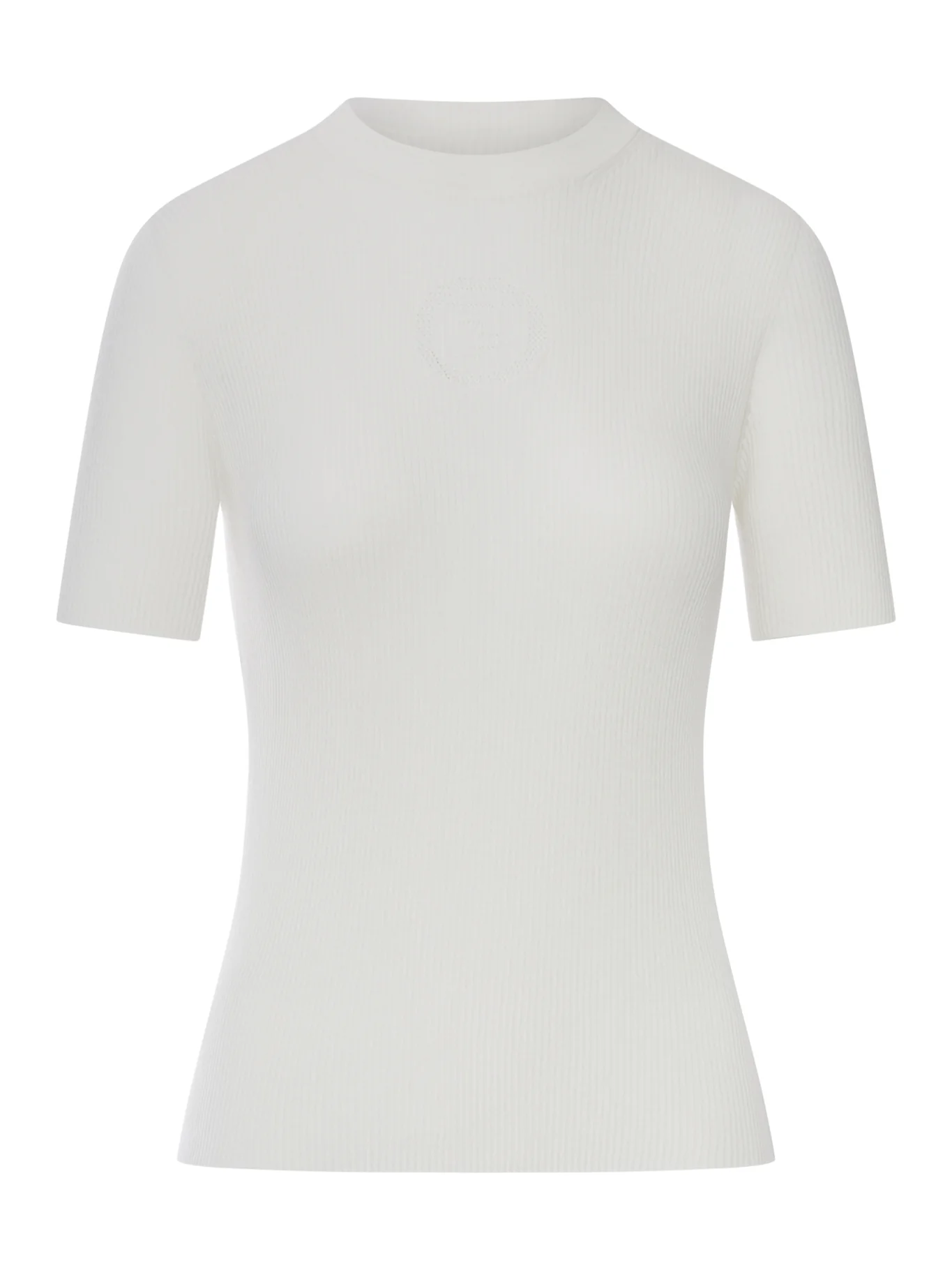 WHITE COTTON SWEATER WITH FRONT LOGO