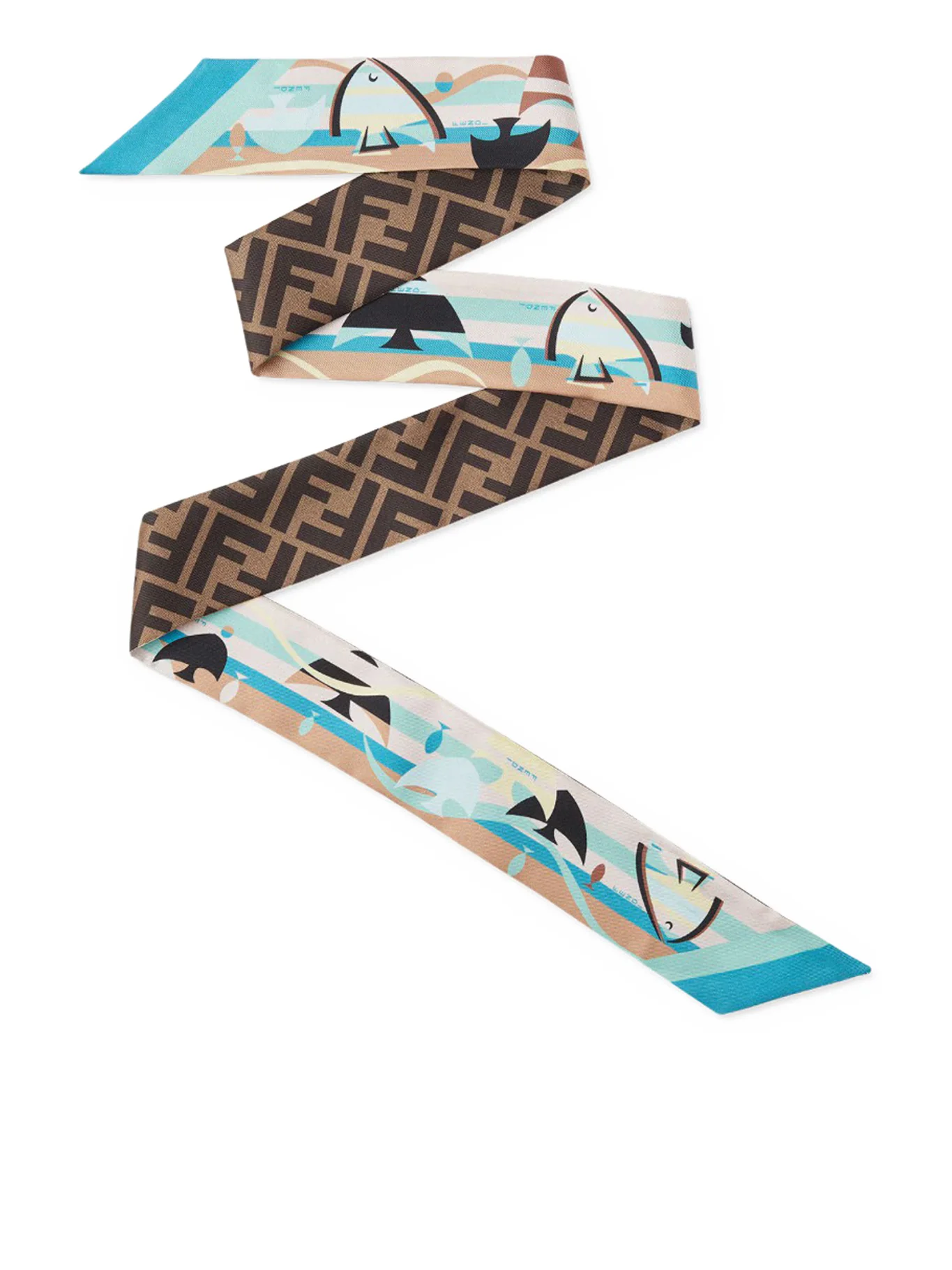 WRAPPY BANDEAU IN BLUE PRINTED SILK