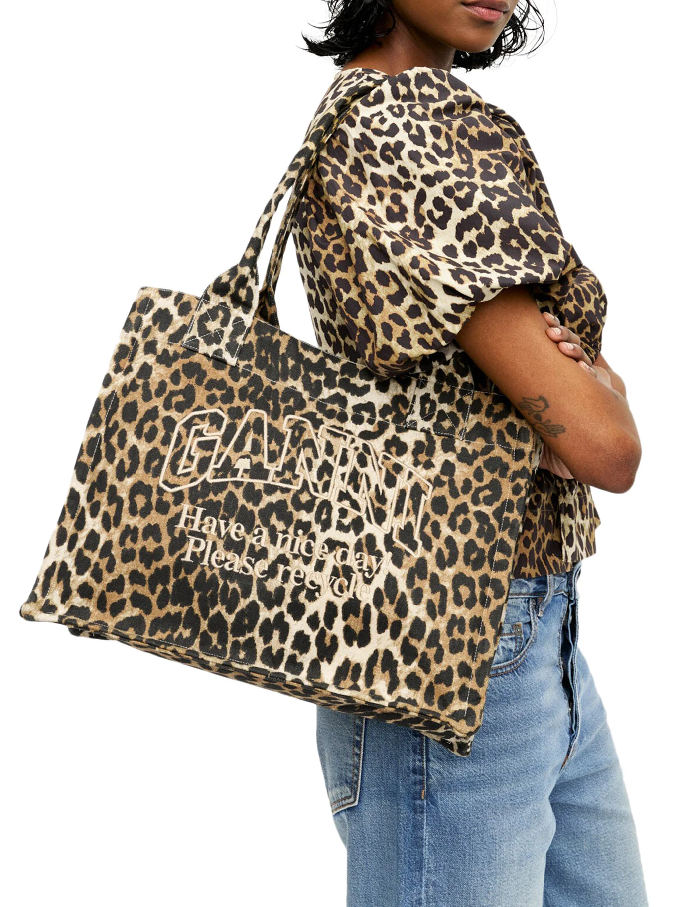 LEOPARD CANVAS TOTE BAG - Image 2