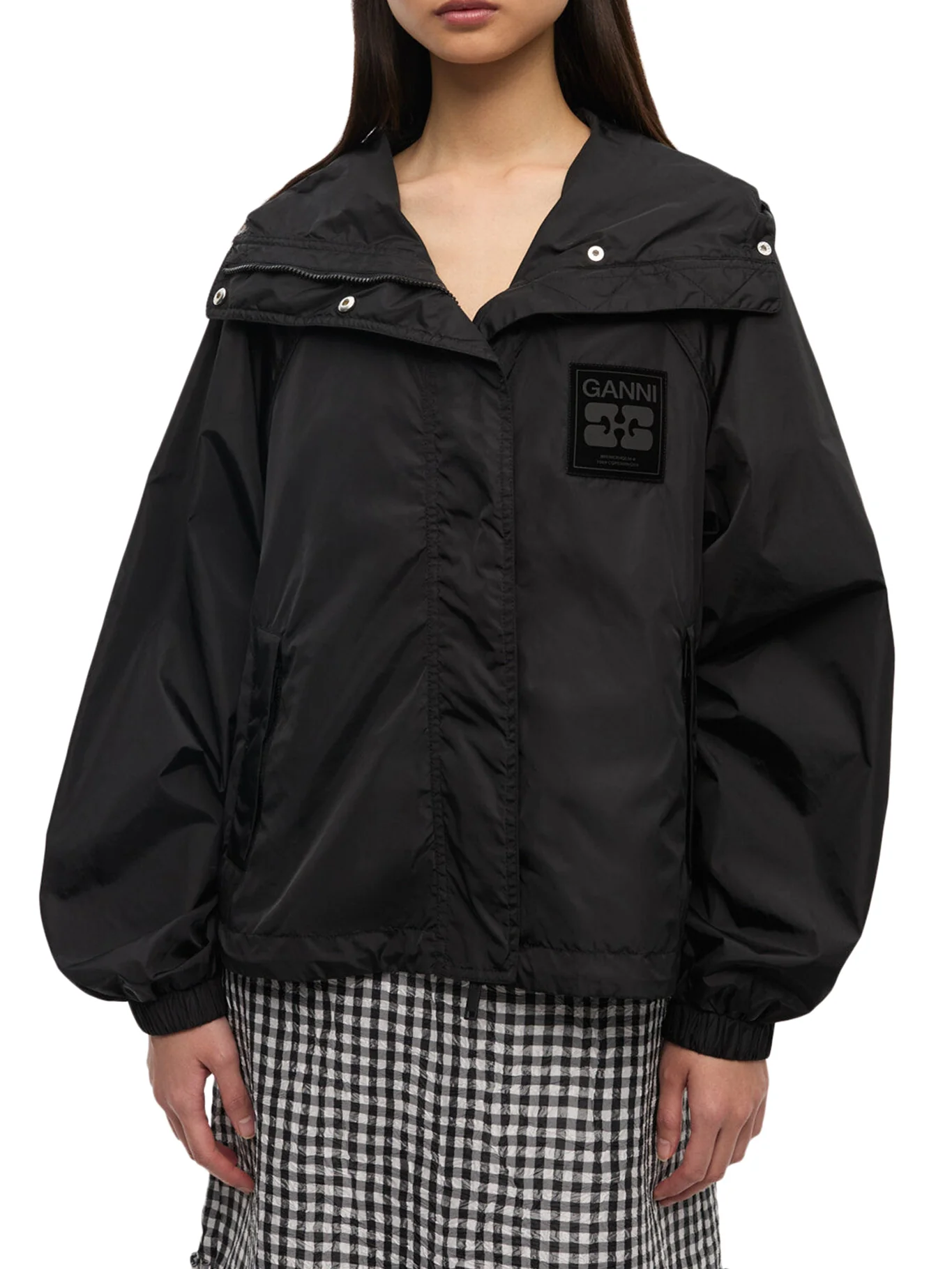 NYLON JACKET WITH GANNI LOGO PATCH - Image 3