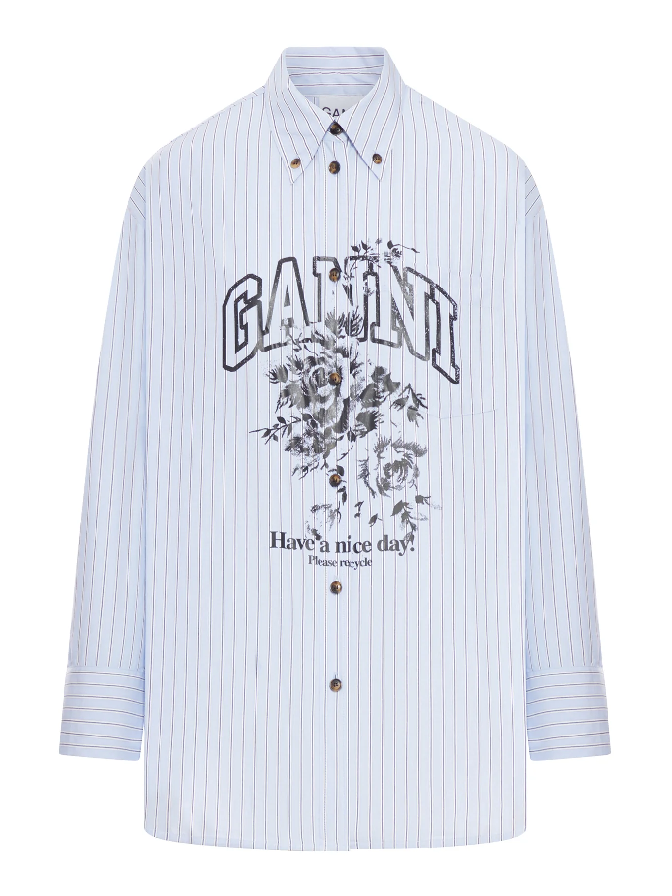 STRIPED COTTON SHIRT WITH PRINT