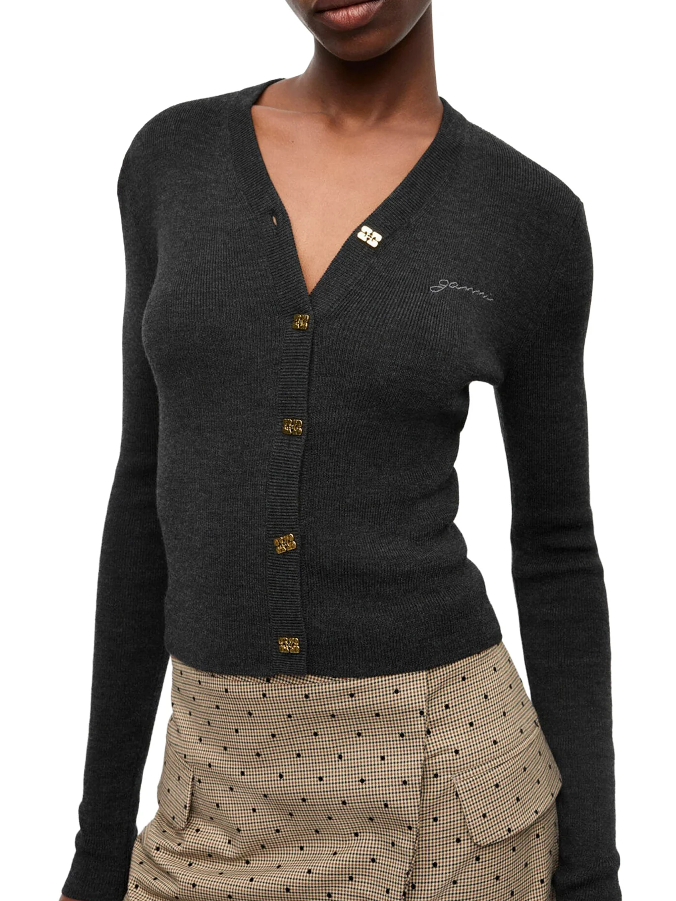 WOOL CARDIGAN WITH EMBROIDERED LOGO - Image 3