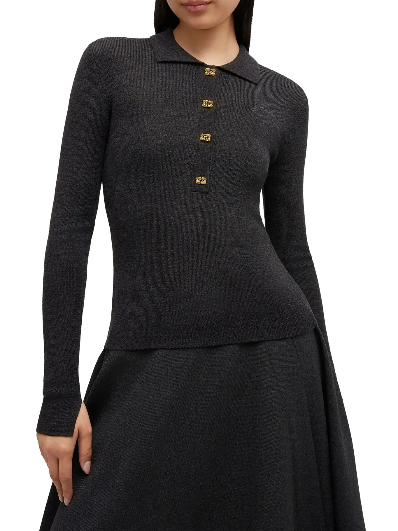 WOOL POLO SHIRT WITH EMBROIDERED LOGO - Image 3