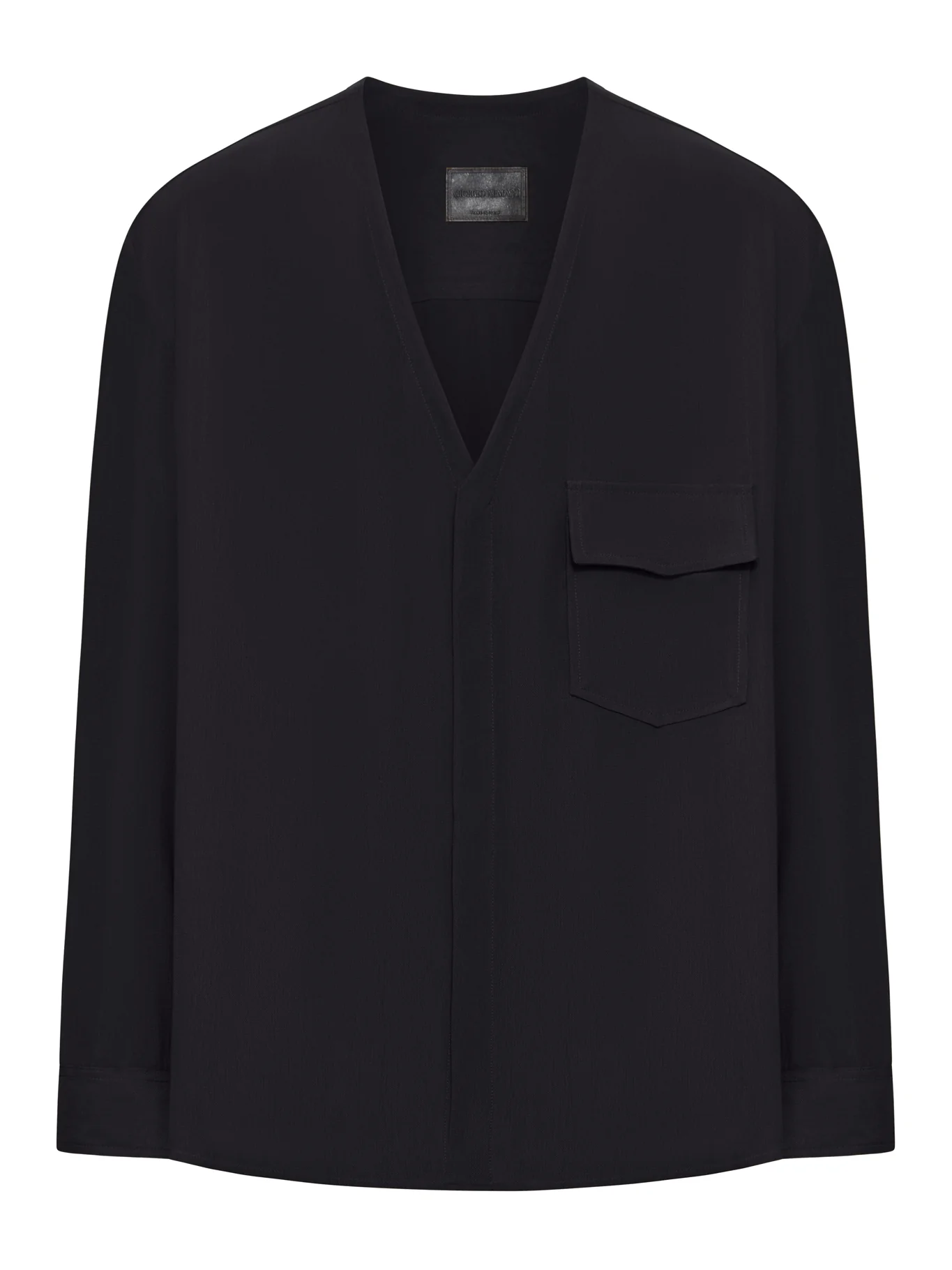 VISCOSE BLOUSE WITH V-NECK AND PATCH POCKET