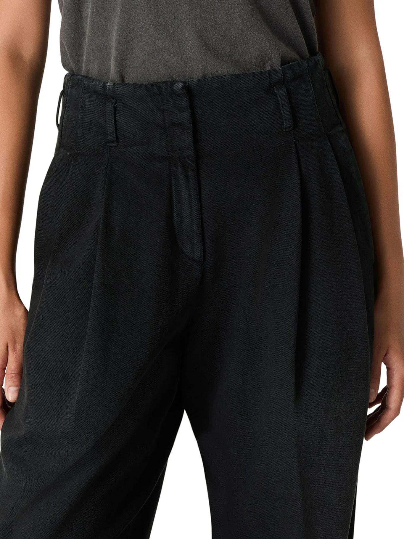 BLACK COTTON DENIM TROUSERS WITH LIVED-IN TREATMENT - Image 5