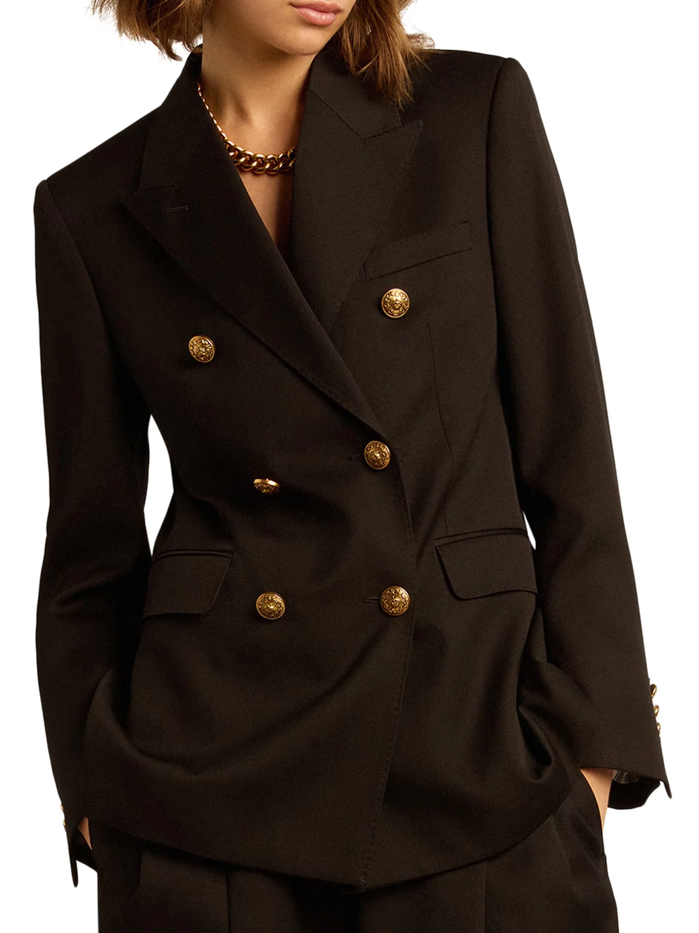 WOMEN`S DOUBLE BREASTED BLAZER IN BLACK - Image 3