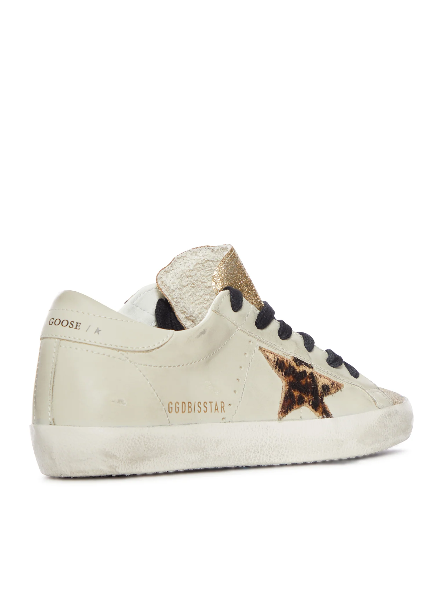SUPERSTAR SNEAKER IN LEATHER WITH LEOPARD STAR AND GLITTER TONGUE - Image 3
