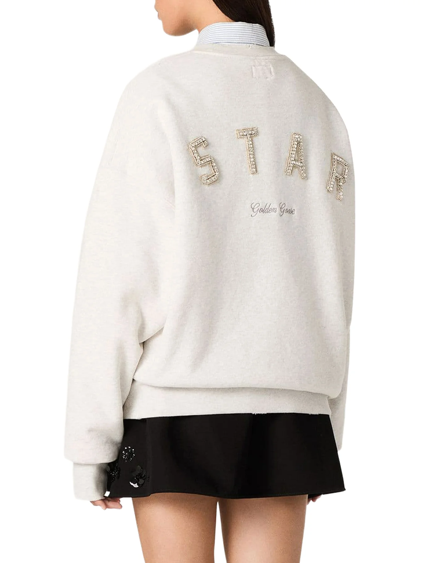 UNISEX STAR SWEATSHIRT IN GREY COTTON WITH EMBROIDERY AND CRYSTALS - Image 4