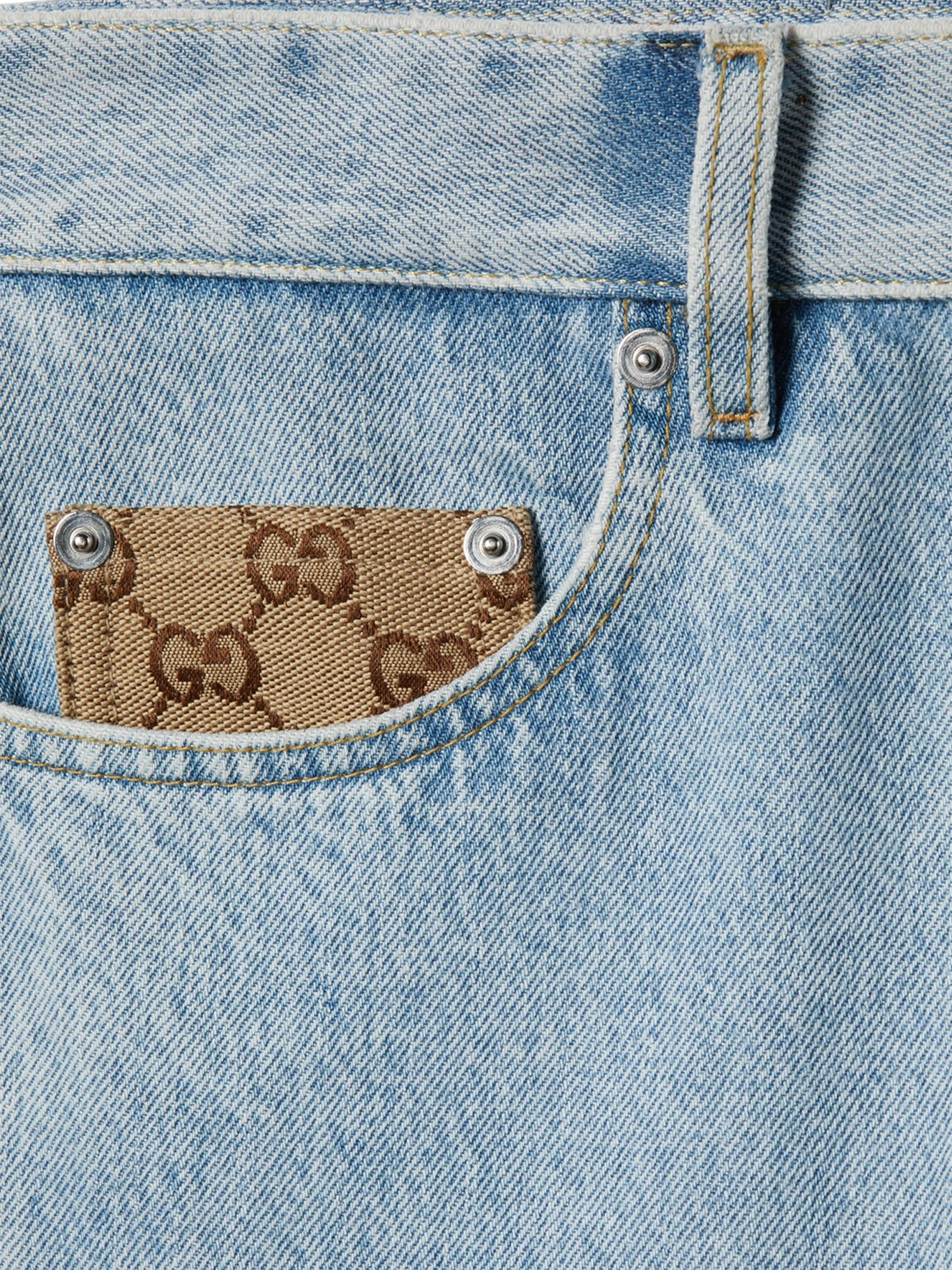 DÉLAVÉ DENIM TROUSERS WITH GG INSERT - Image 6