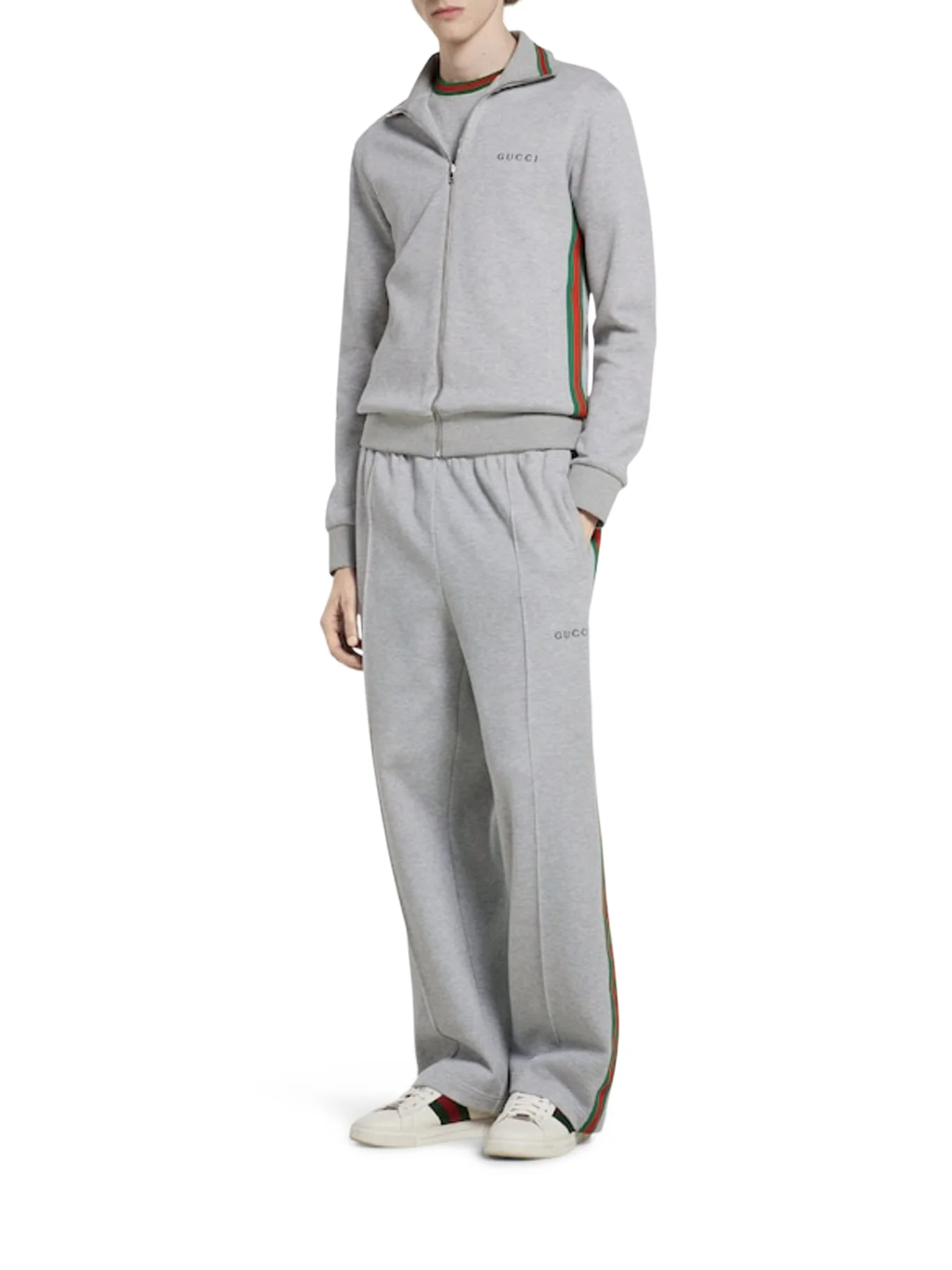 DOUBLE-LAYERED COTTON PIQUET SPORTS TROUSERS - Image 2