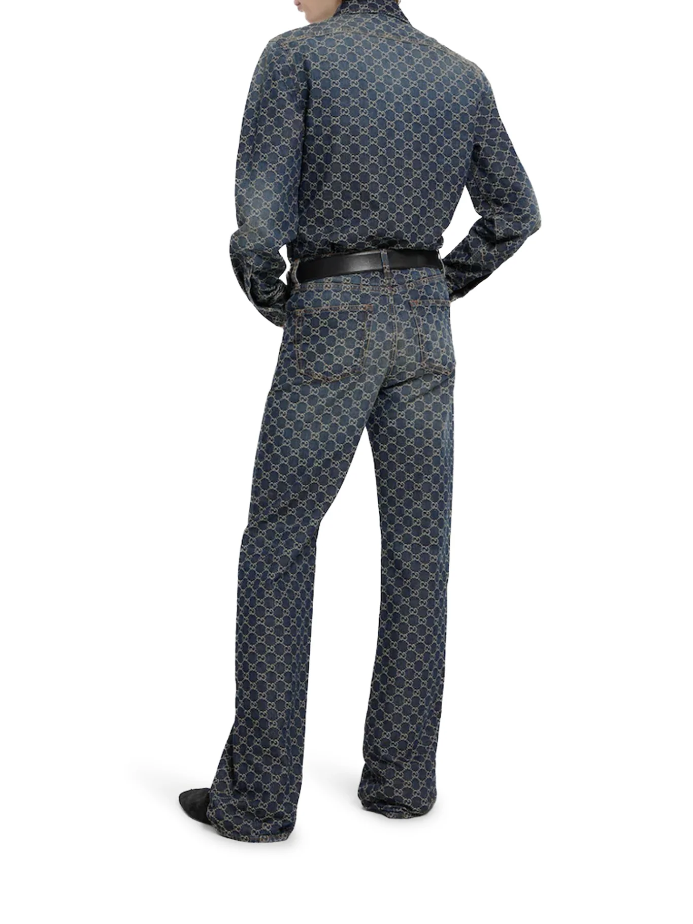GG JACQUARD COTTON DENIM TROUSERS - Image 3
