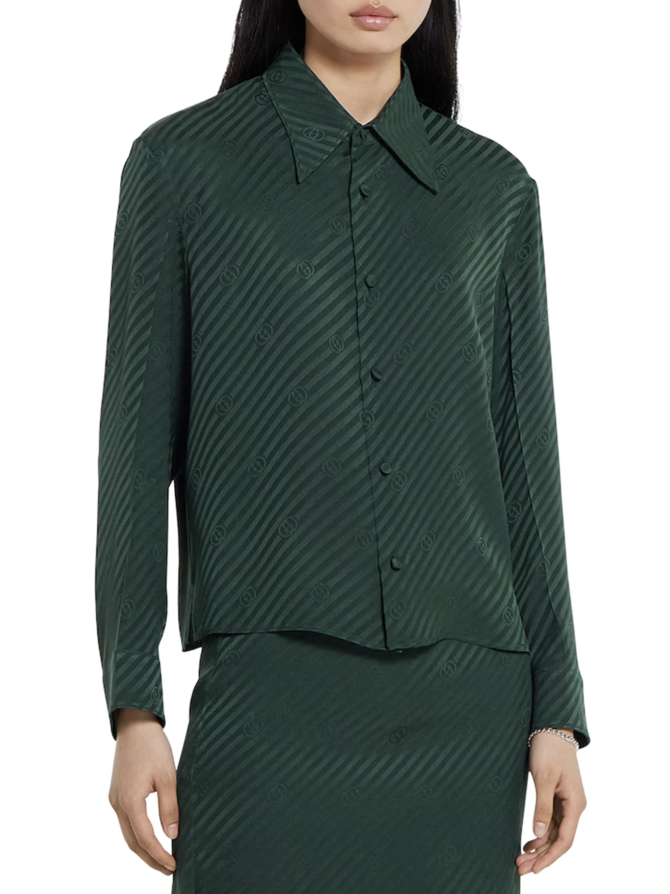 JACQUARD SILK SHIRT WITH GG CROSS - Image 2