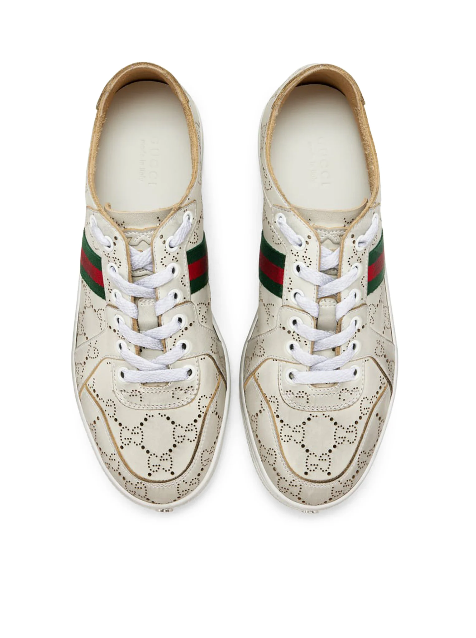 LEATHER SNEAKERS WITH ALLOVER GG AND WEB BAND - Image 4