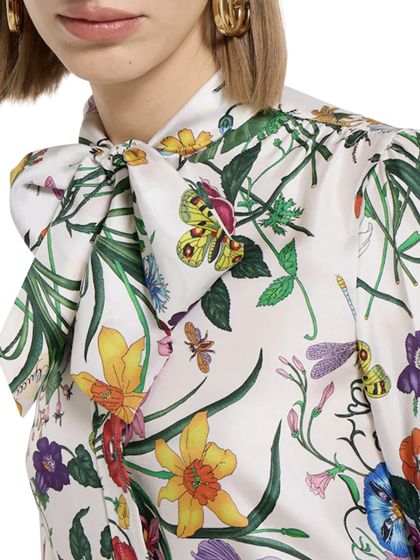 PRINTED SILK TWILL SHIRT WITH BOW - Image 4