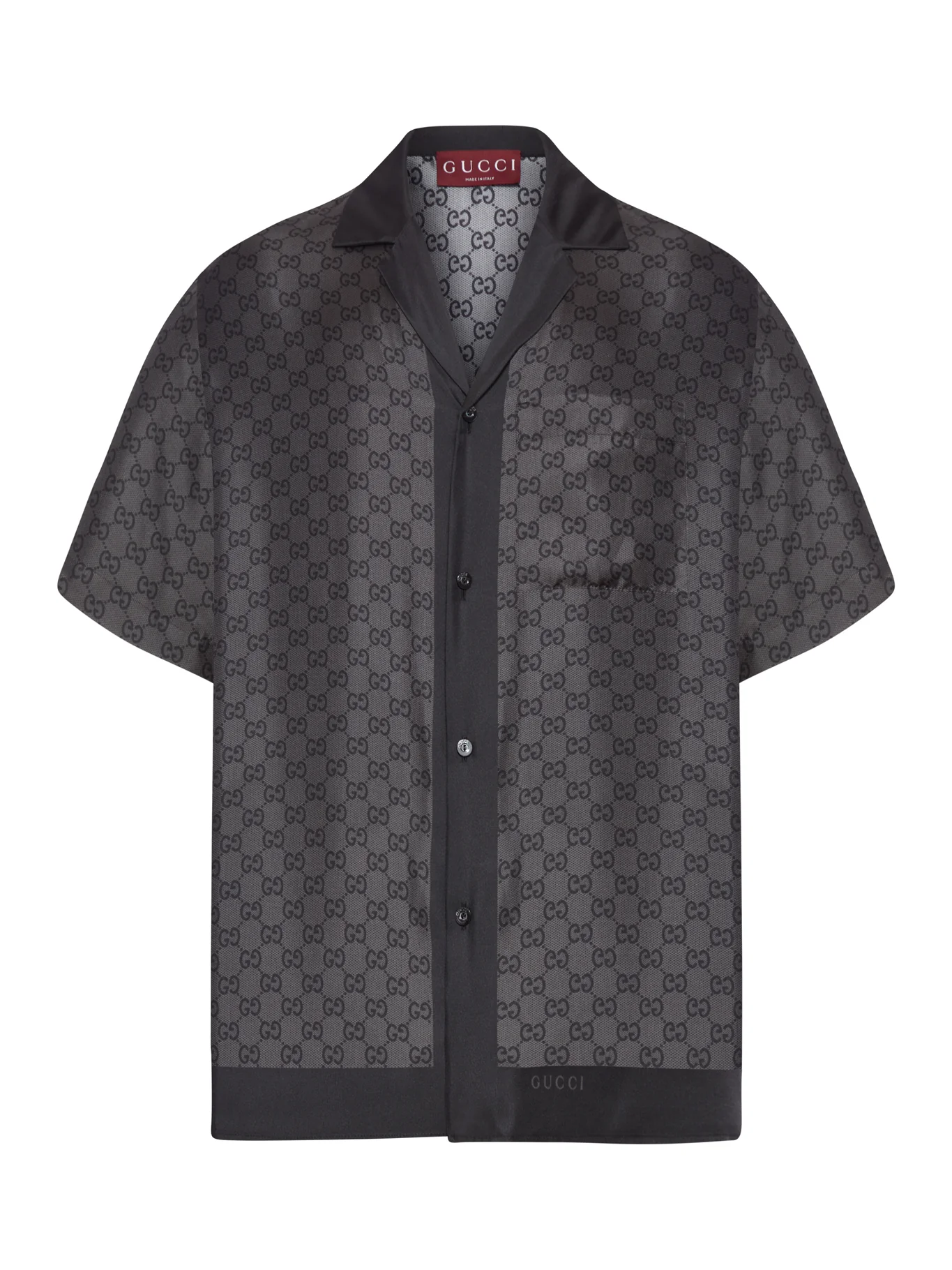 SILK TWILL BOWLING SHIRT WITH PRINT