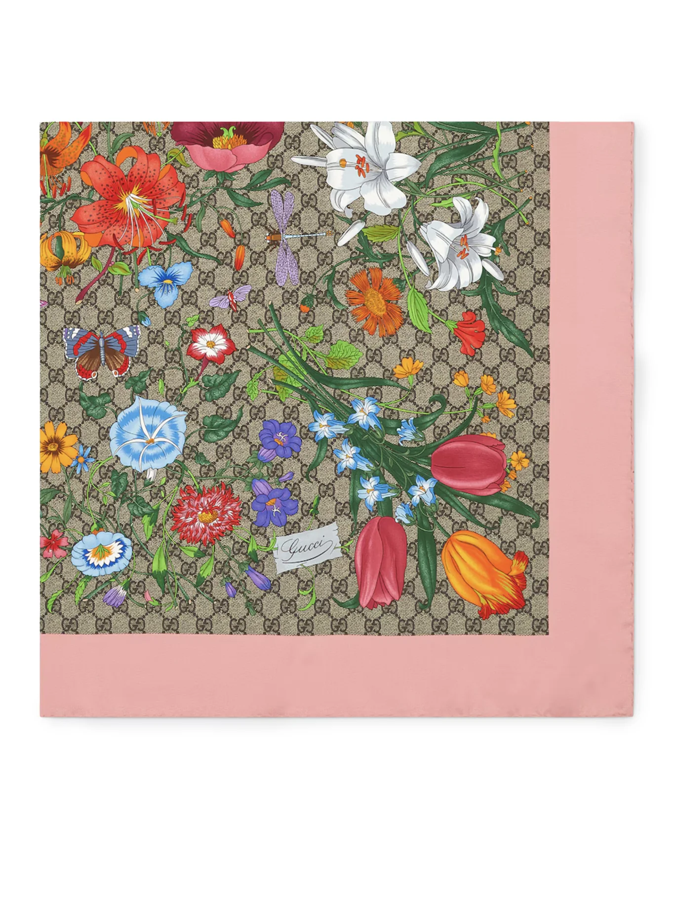 SILK TWILL SCARF WITH FLORA PRINT - Image 3