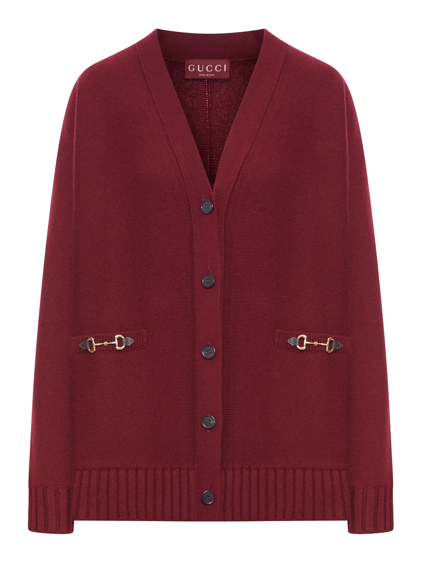 WOOL CARDIGAN WITH GOLDEN CLIPS