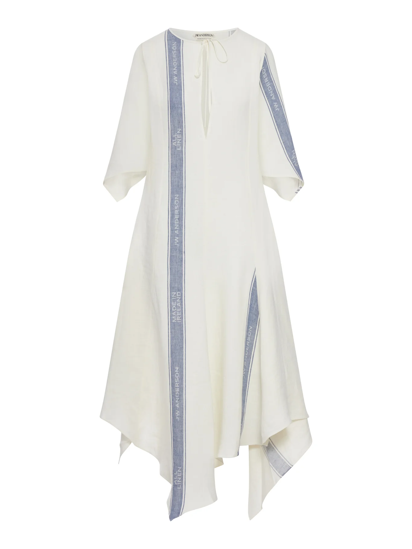 LINEN MIDI DRESS WITH LOGO INSERTS
