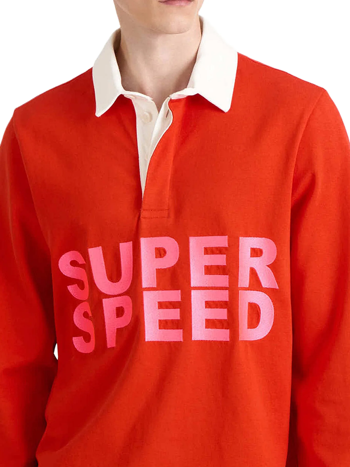 MENS "SUPER SPEED" RUGBY POLO TOP IN BRIGHT RED - Image 5