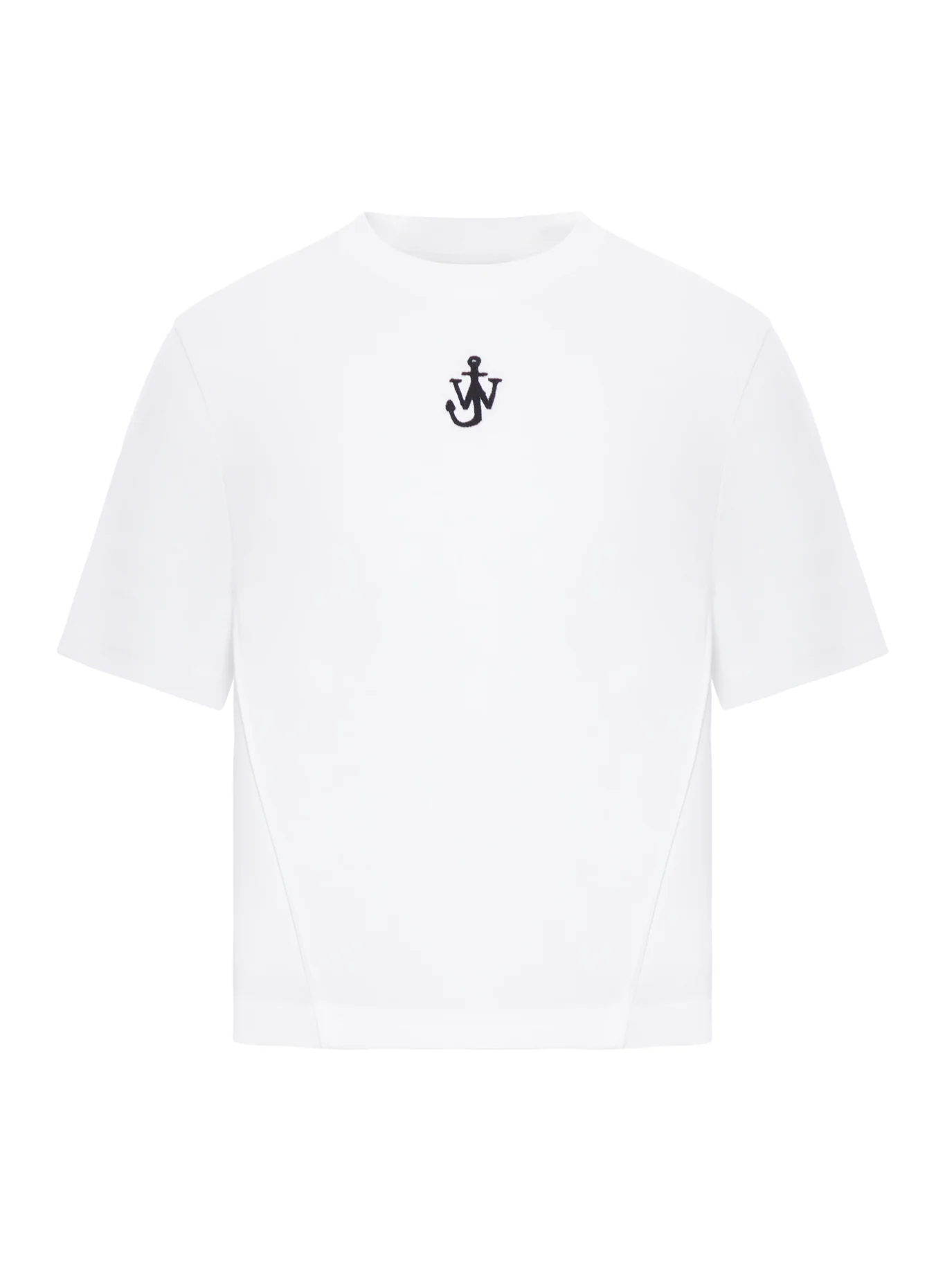 PANELLED CROPPED T-SHIRT WITH ANCHOR EMBROIDERY