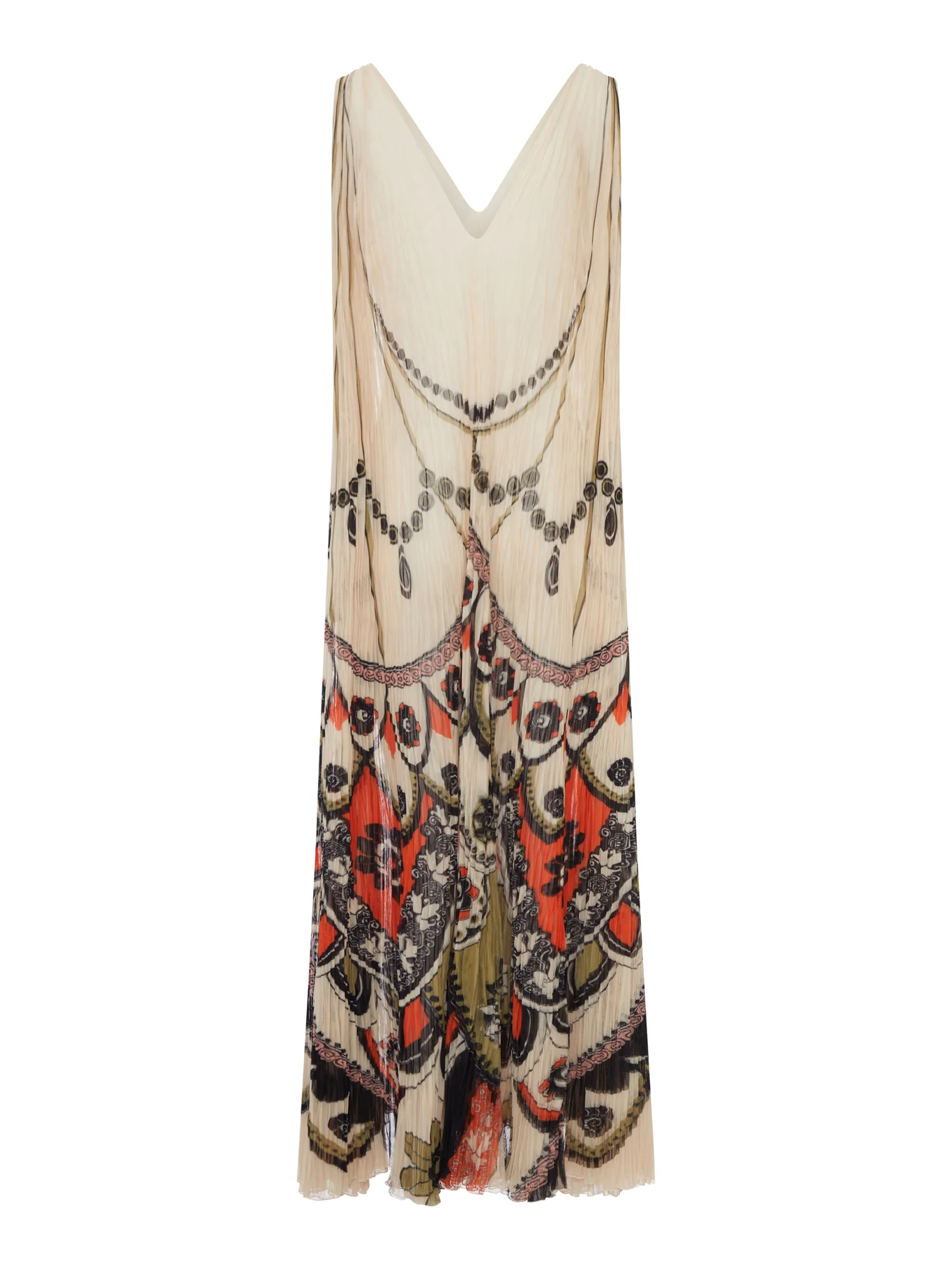 LONG PLEATED DRESS WITH ORNAMENTAL PRINT - Image 2