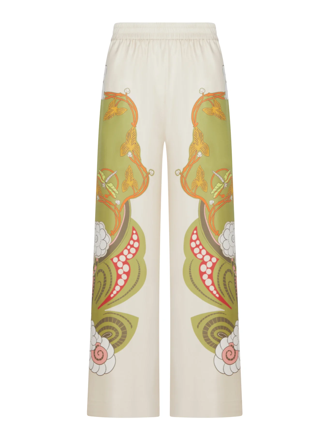 SILK PALAZZO TROUSERS WITH PLACED PRINT