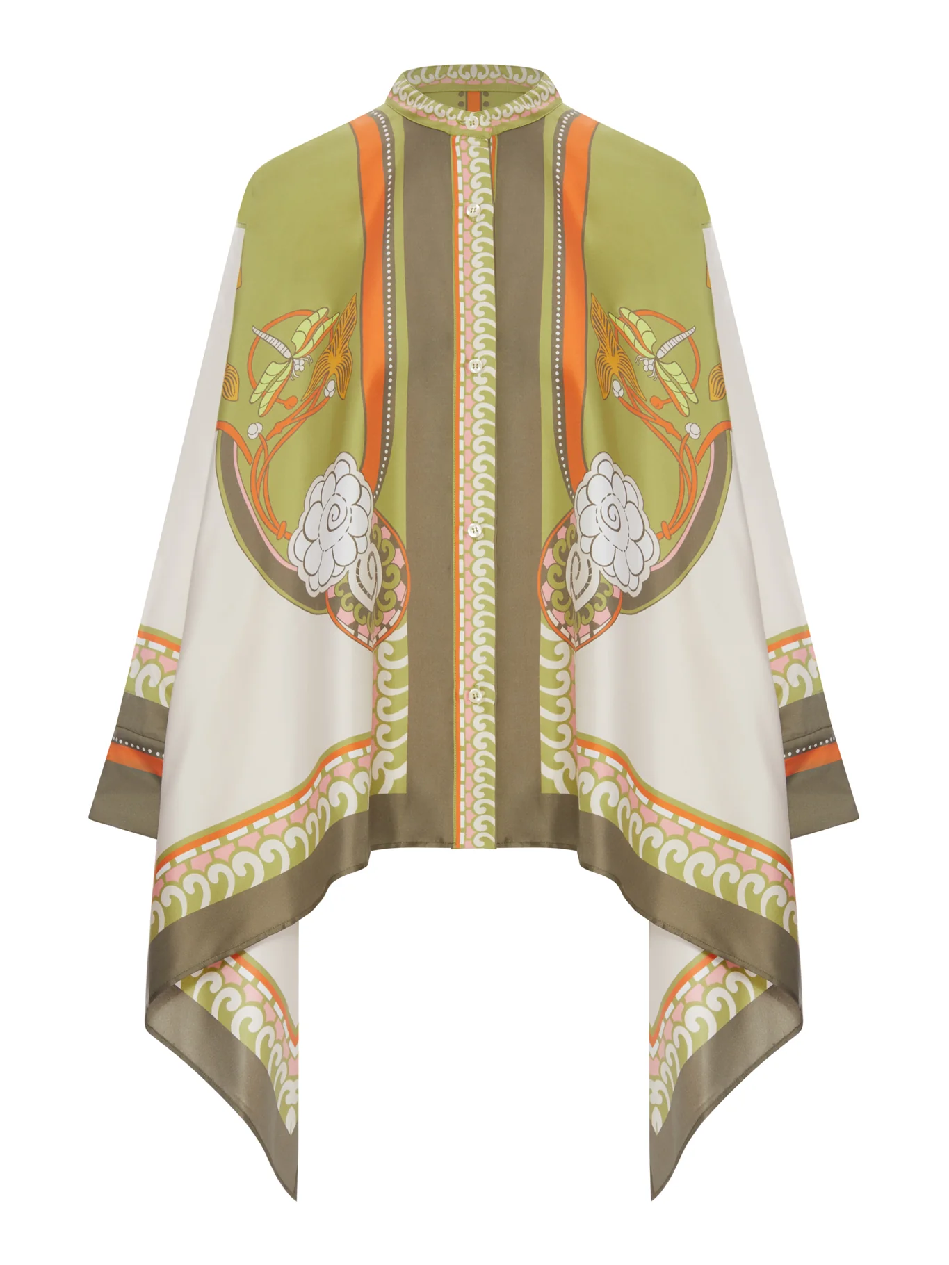 SILK SCARF SHIRT WITH PLACED PRINT