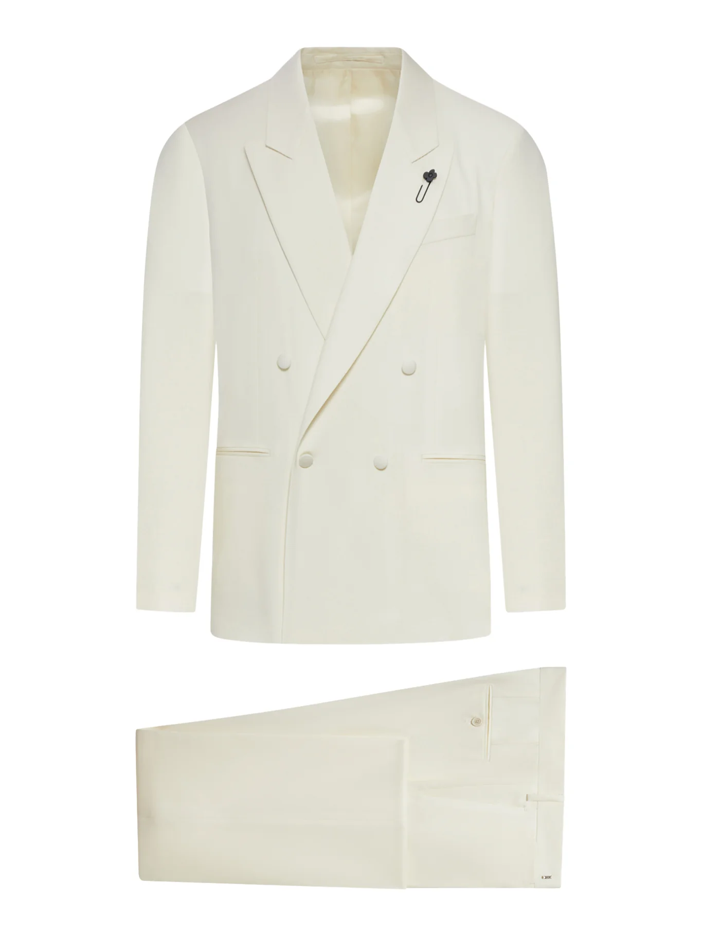 DOUBLE-BREASTED TAILORED SUIT IN VIRGIN WOOL