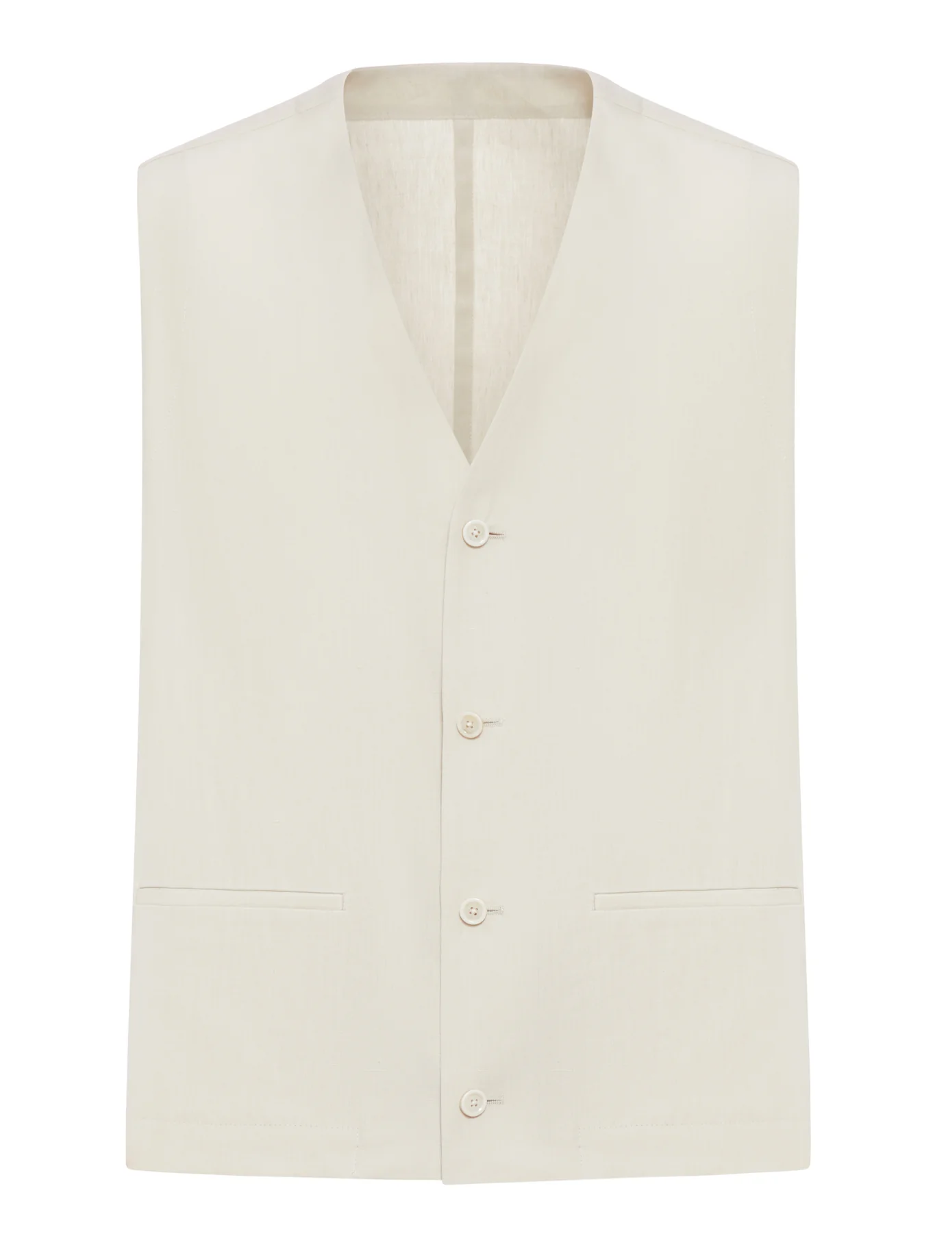TAILORED LINEN AND COTTON BLEND VEST