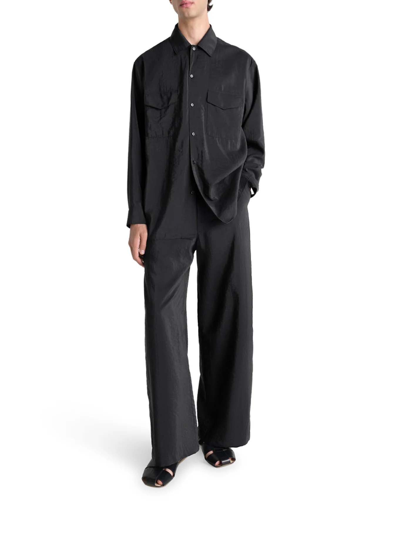 CONVERTIBLE COLLAR SHIRT IN DRY SILK - Image 2