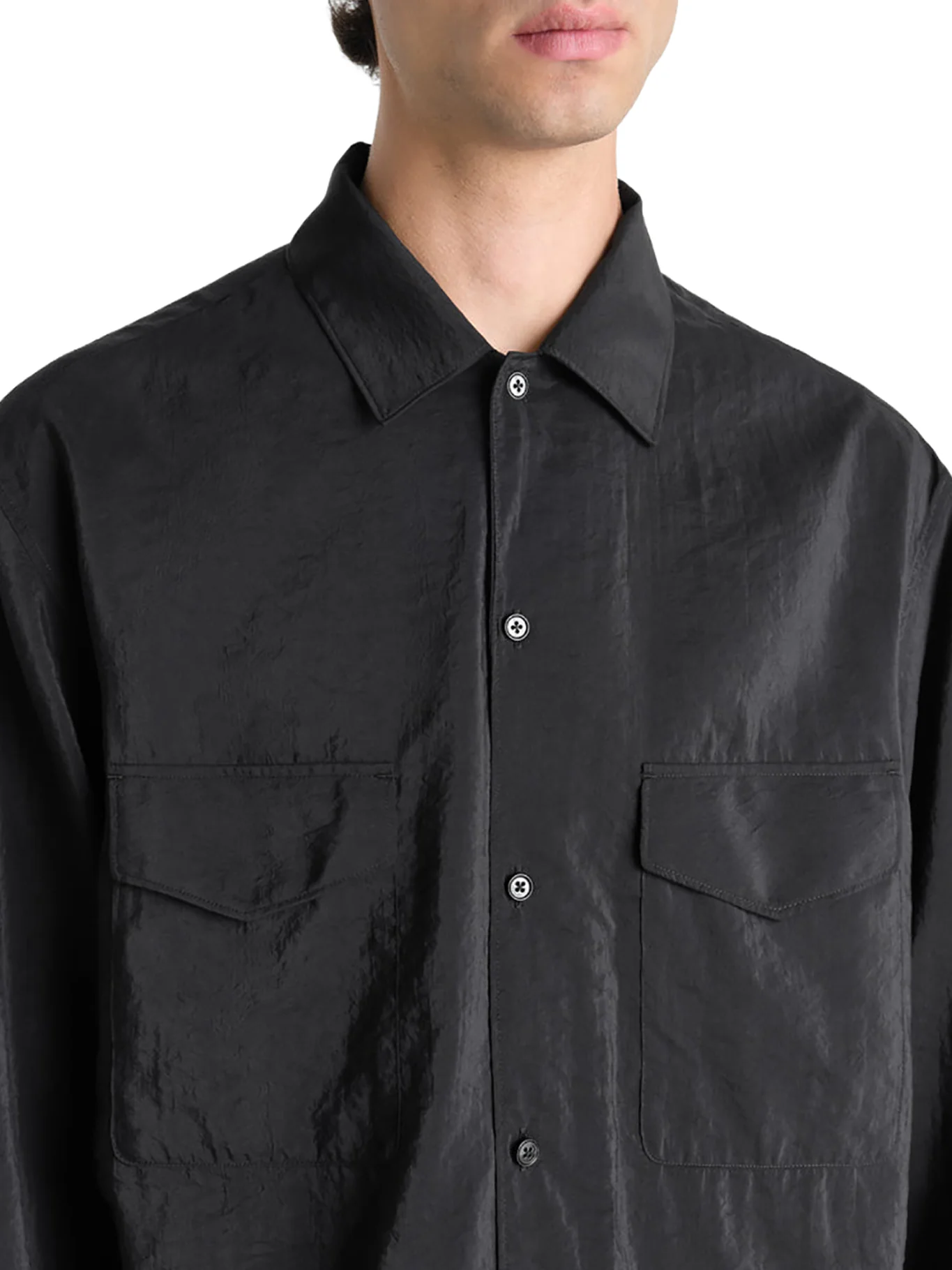 CONVERTIBLE COLLAR SHIRT IN DRY SILK - Image 4