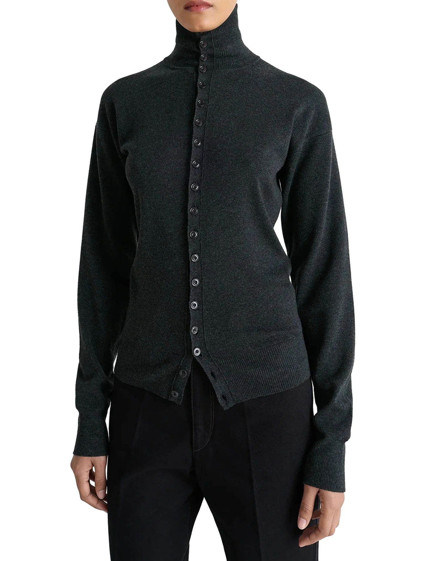 FINE WOOL BUTTONED CARDIGAN - Image 3