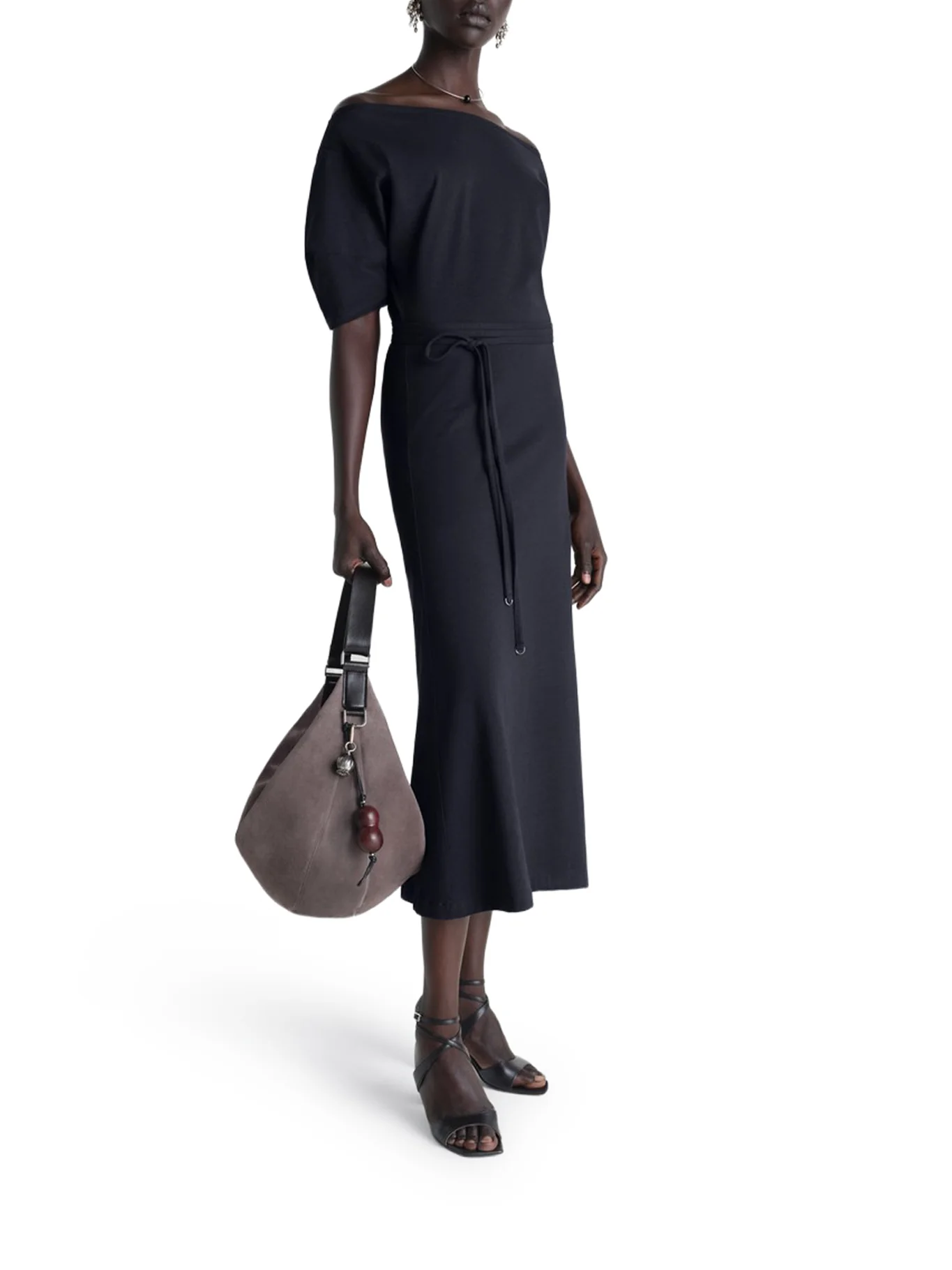 OFF-SHOULDER DRESS IN HEAVY LINEN AND COTTON JERSEY - Image 2