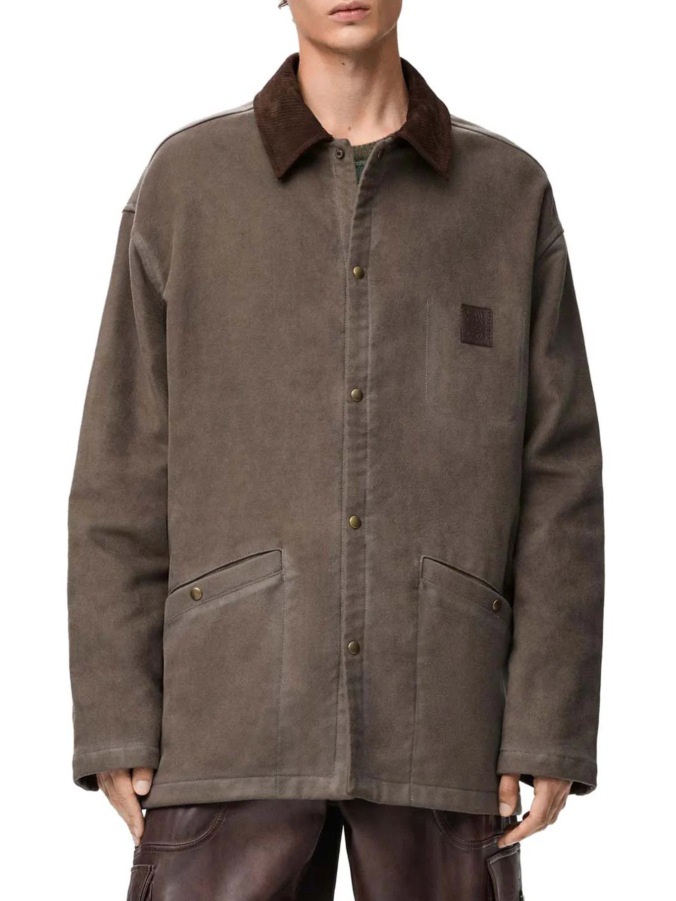 COTTON BLEND OVERSHIRT WITH ANAGRAM PATTERN - Image 3