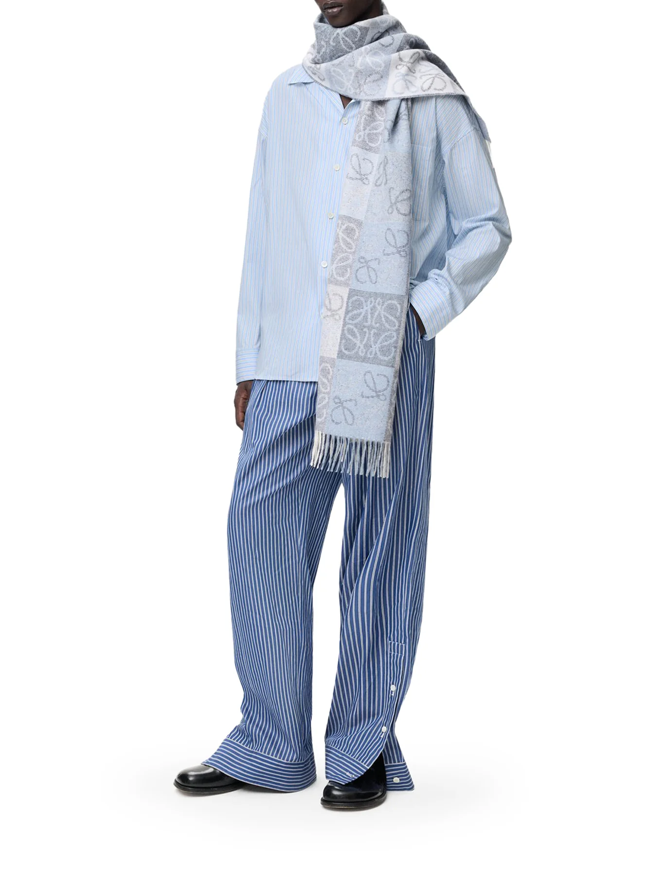 OVERSIZED STRIPED COTTON SHIRT WITH BOWLING COLLAR - Image 2