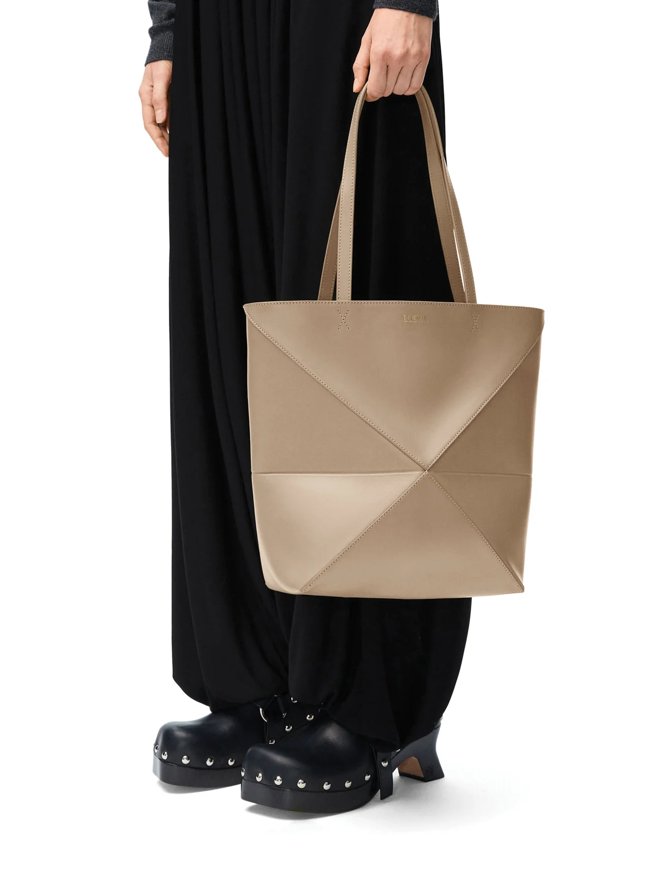 PUZZLE FOLD TOTE BAG IN POLISHED CALFSKIN - Image 3