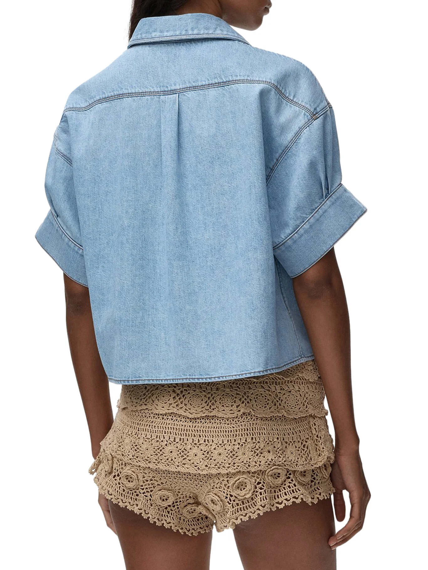BOXY SHORT-SLEEVED DENIM SHIRT - Image 4