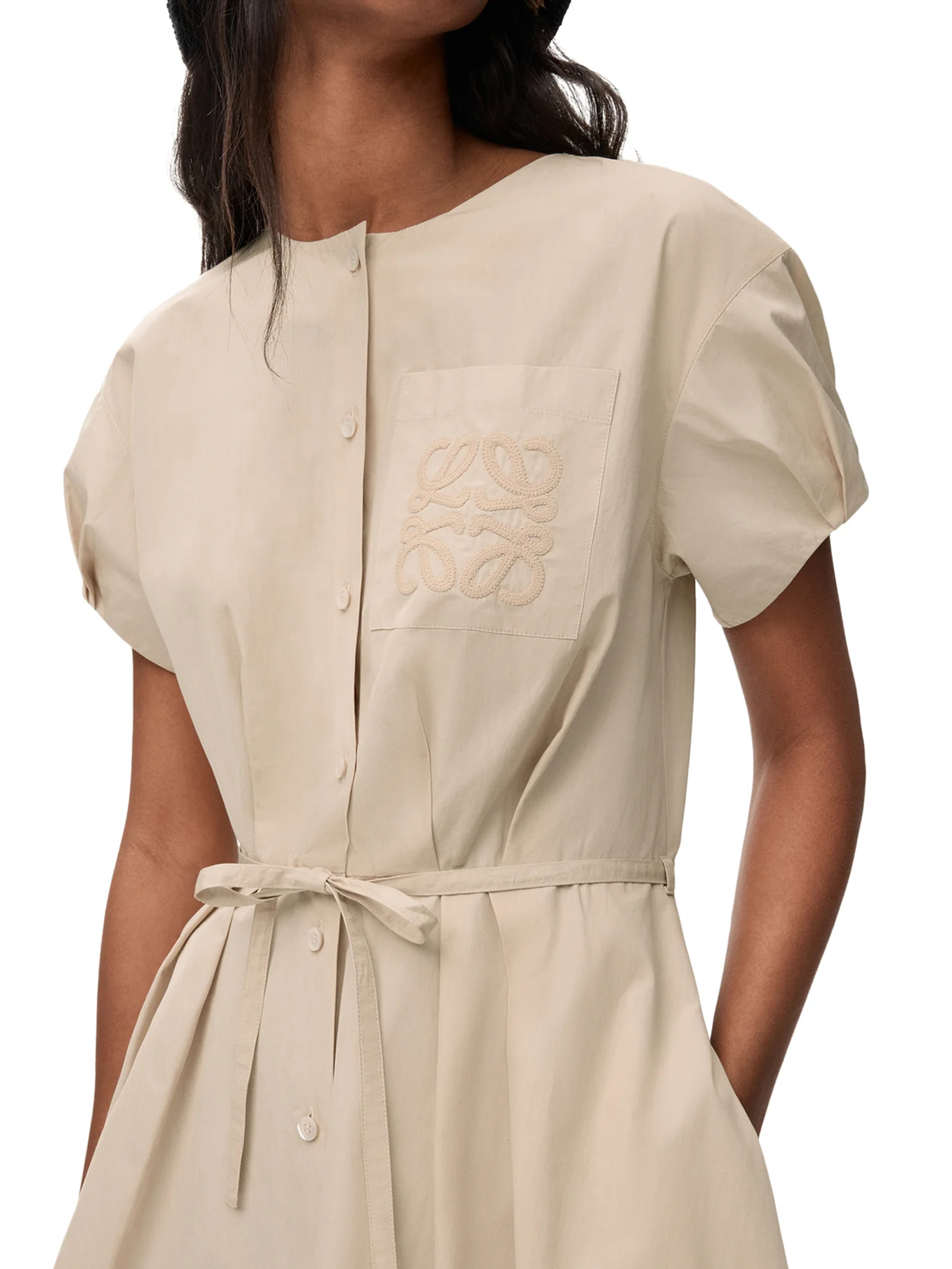 COTTON POPLIN CHEMISIER WITH ANAGRAM EMBROIDERY - Image 4