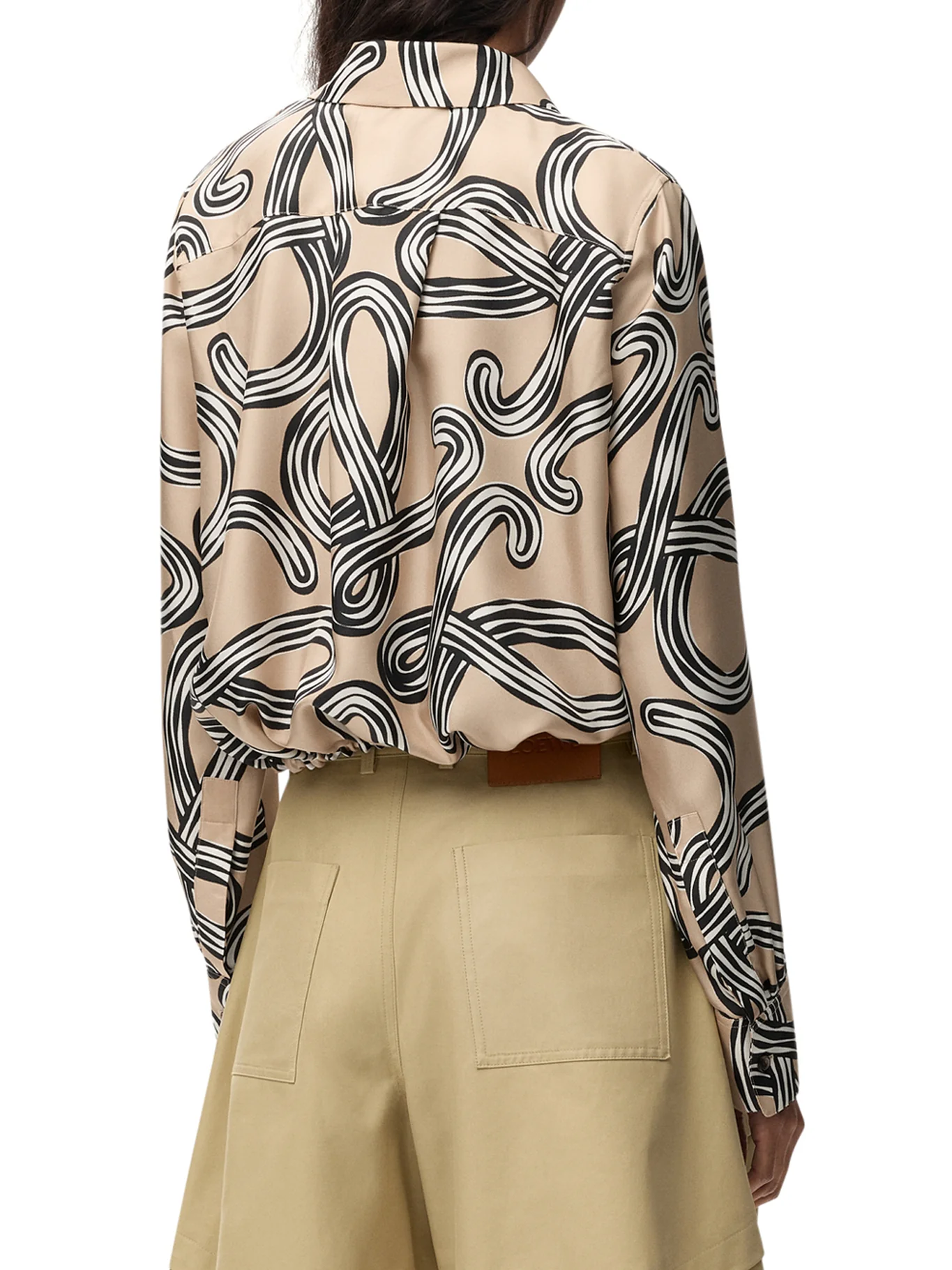 SILK TWILL BALLOON SHIRT WITH ANAGRAM PRINT AND DRAWSTRING HEM - Image 4