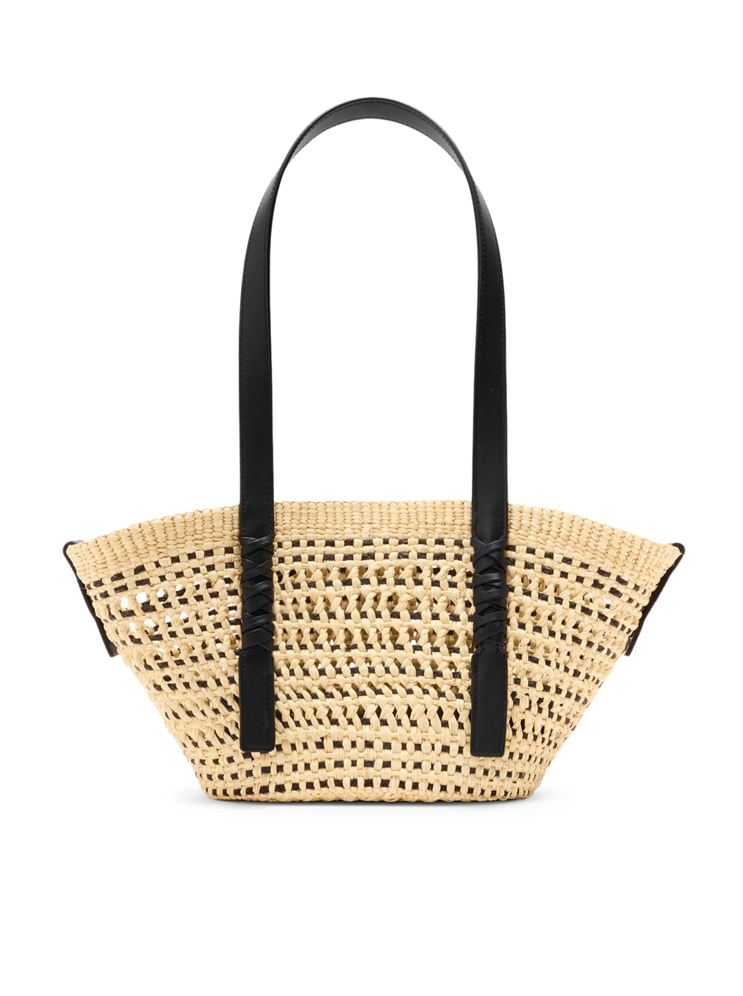 SMALL WOVEN BASKET MADE OF IRACA PALM AND CALFSKIN - Image 5