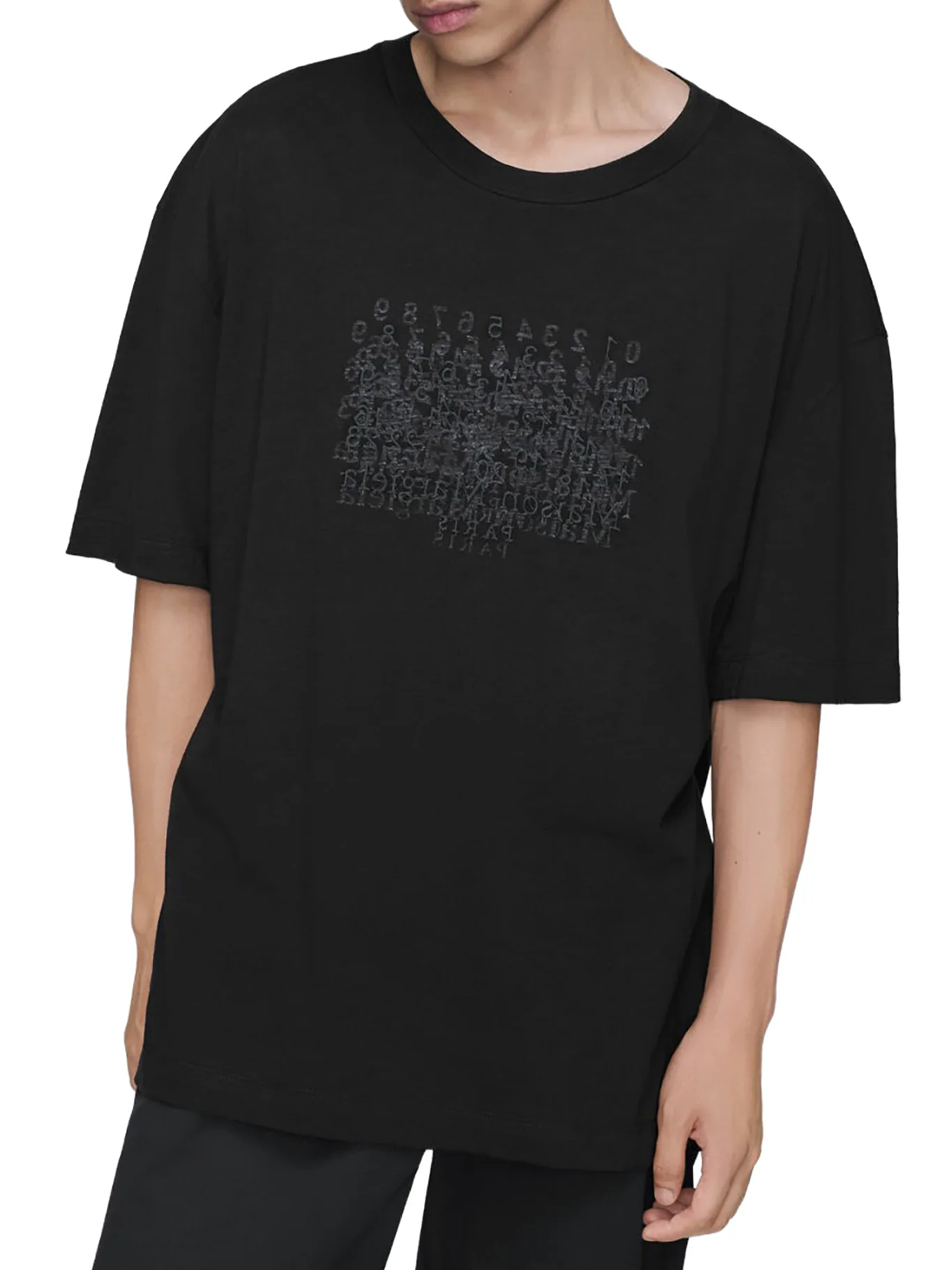 COTTON T-SHIRT WITH TONE-ON-TONE LETTERING PRINT - Image 2