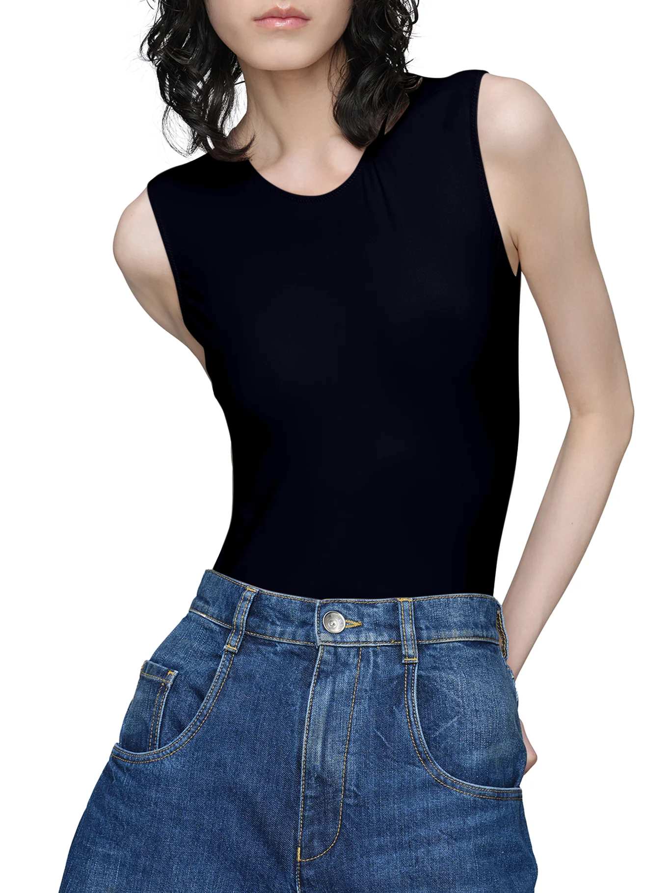 SLEEVELESS BODYSUIT IN TECHNICAL JERSEY - Image 3