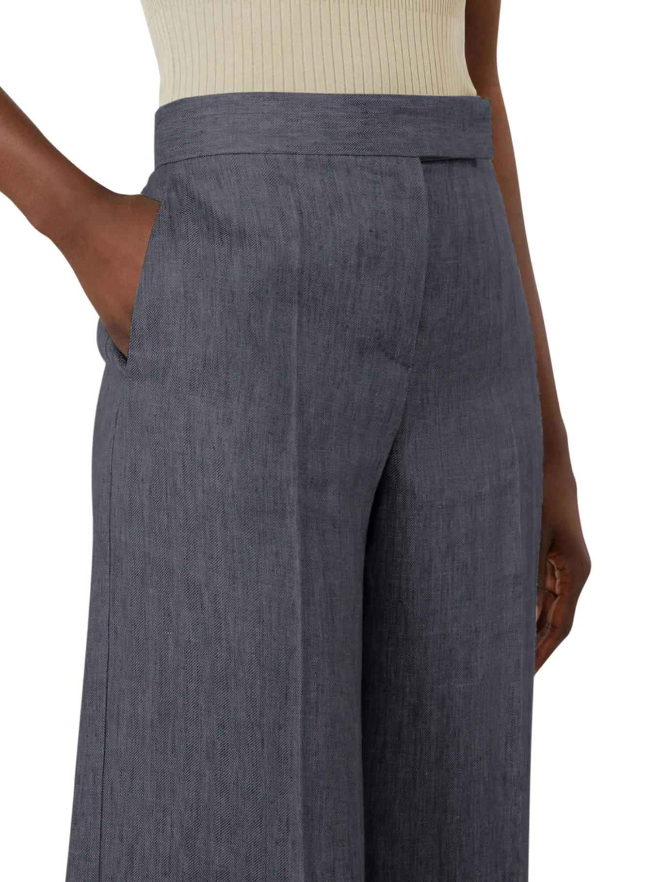 CHEVRON LINEN BATAVIA TROUSERS - Image 4
