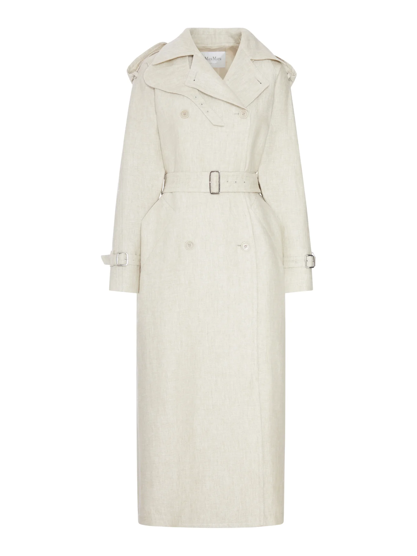 DOUBLE-BREASTED DUSTER COAT IN PURE LINEN DRILL