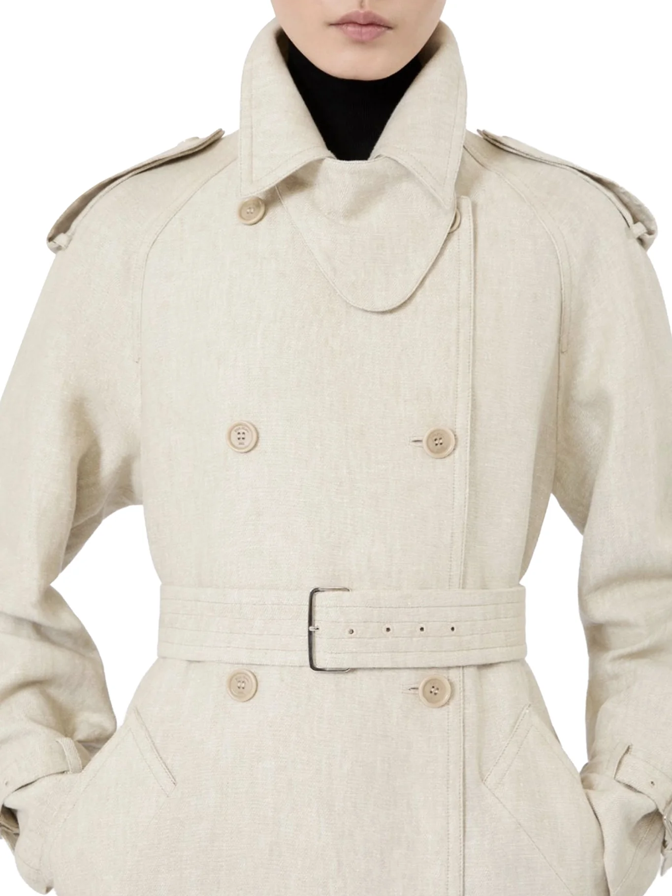 DOUBLE-BREASTED DUSTER COAT IN PURE LINEN DRILL - Image 4