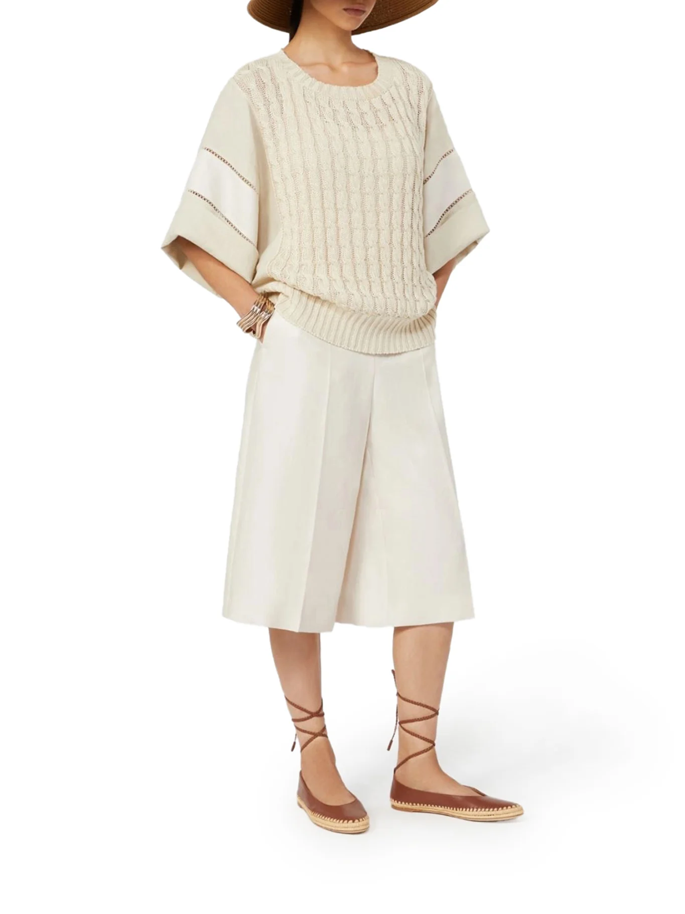 KAKI LINEN BERMUDA SHORTS - Image 2