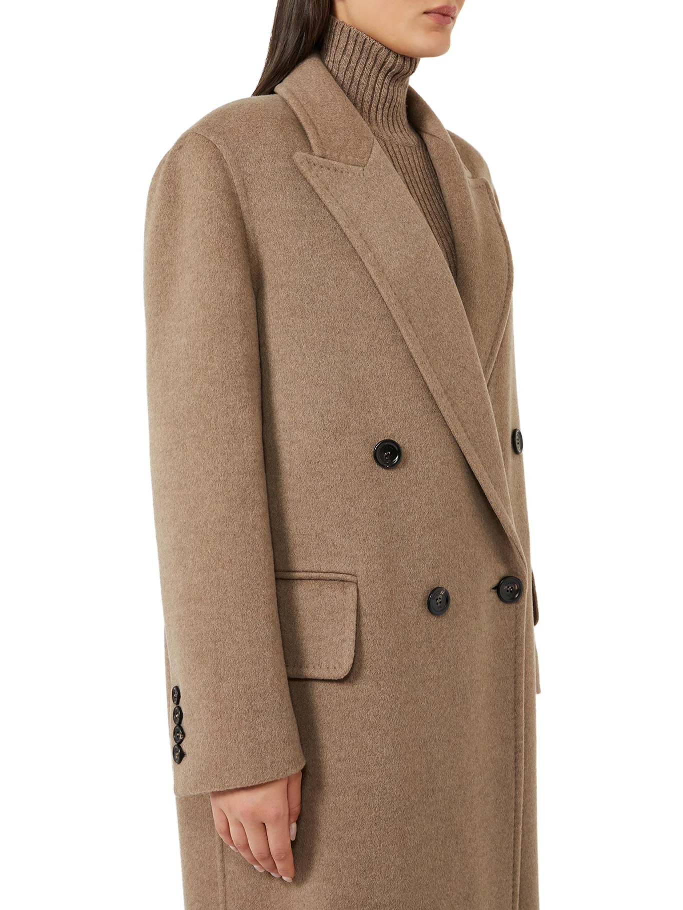 LONG DOUBLE-BREASTED CASHMERE COAT - Image 5