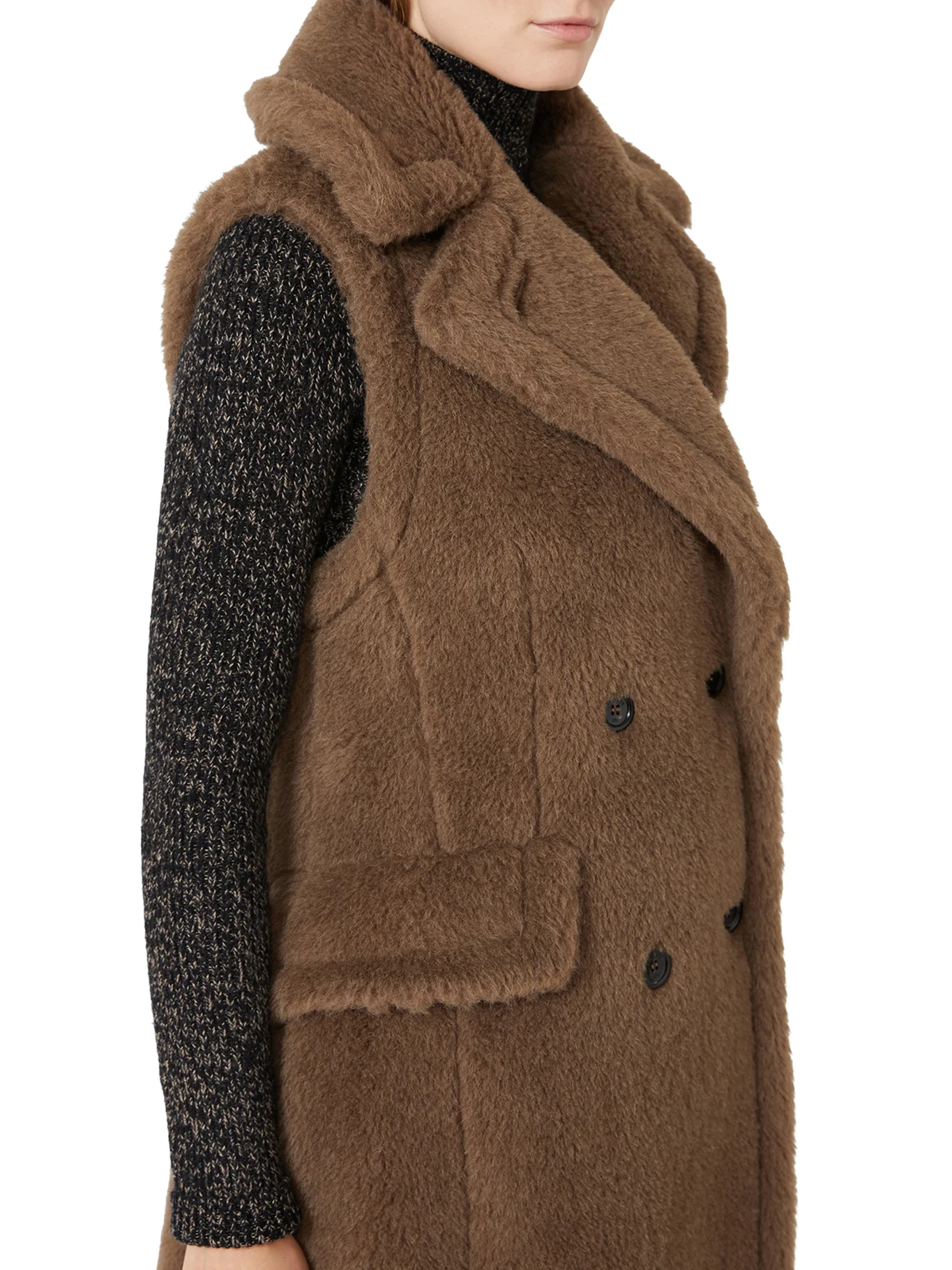 SLEEVELESS COAT IN ALPACA AND WOOL TEDDY - Image 5
