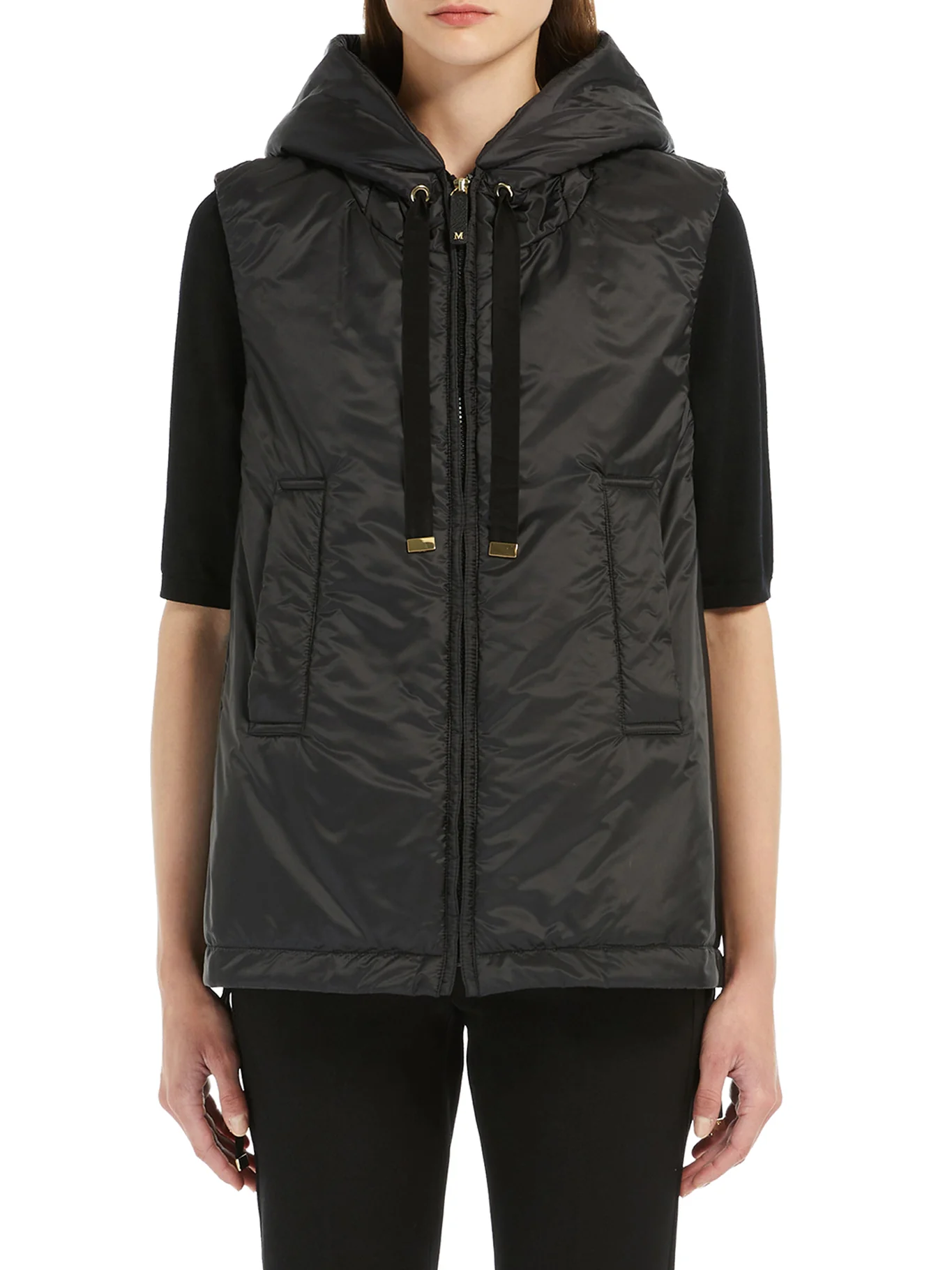 PADDED VEST WITH HOOD IN ANTI-DROP CANVAS - Image 3