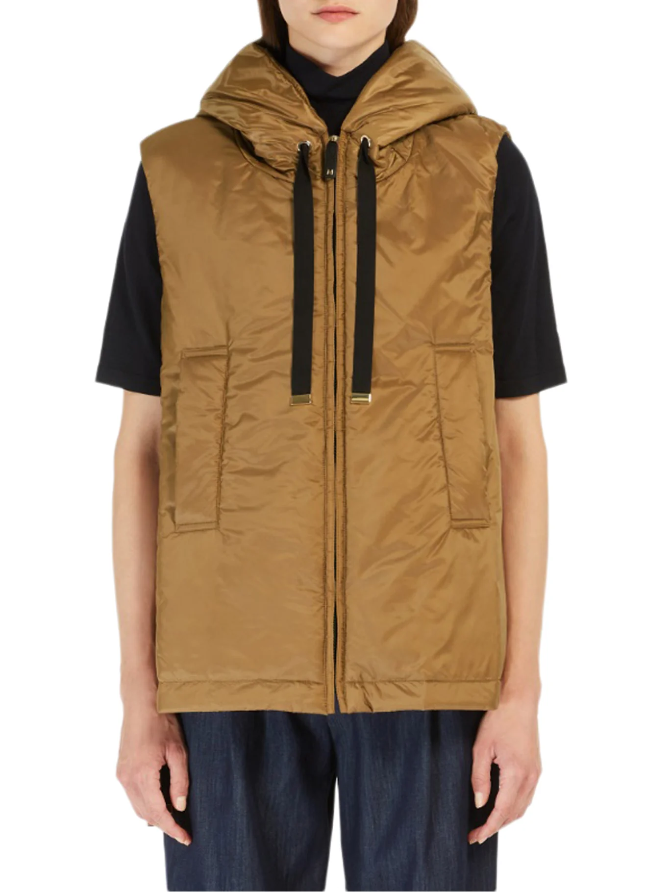 PADDED VEST WITH HOOD IN ANTI-DROP CANVAS - Image 3